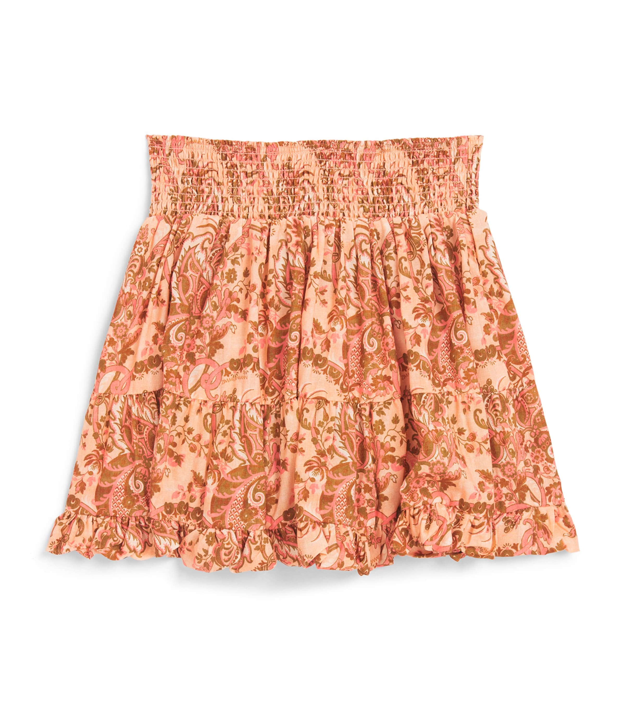 Zimmermann Kids Cotton Shirred Aster Skirt (2-12 Years) Pink Paisley Floral Image 1