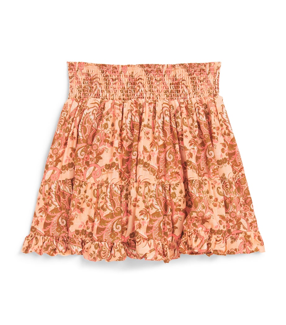 Zimmermann Kids Cotton Shirred Aster Skirt (2-12 Years) Pink Paisley Floral Image 1