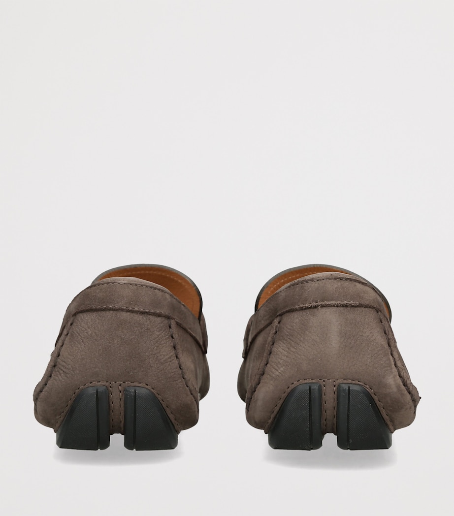 Salvatore Ferragamo Nubuck Leather Driving Shoes Dark Brown Image 4