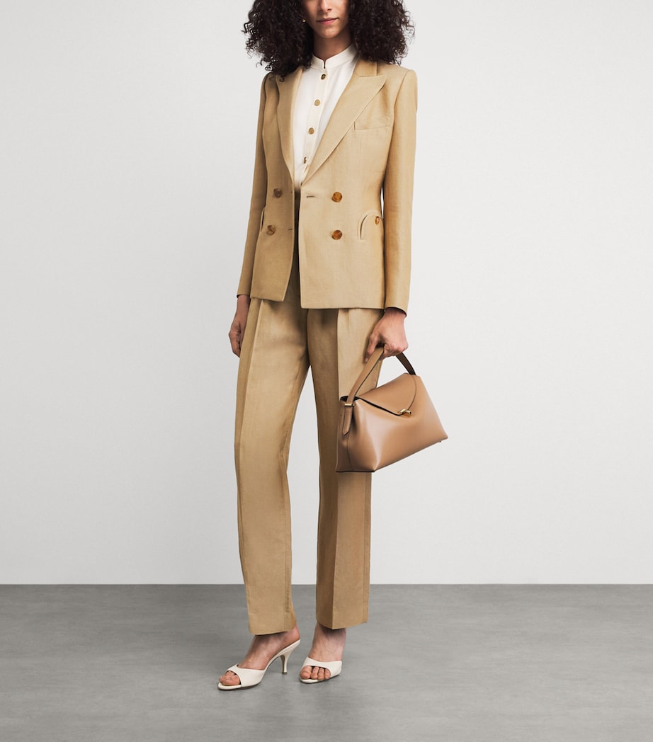 Blazé Milano Womens Renegade Fox Straight Tailored Trousers Sand Image 2