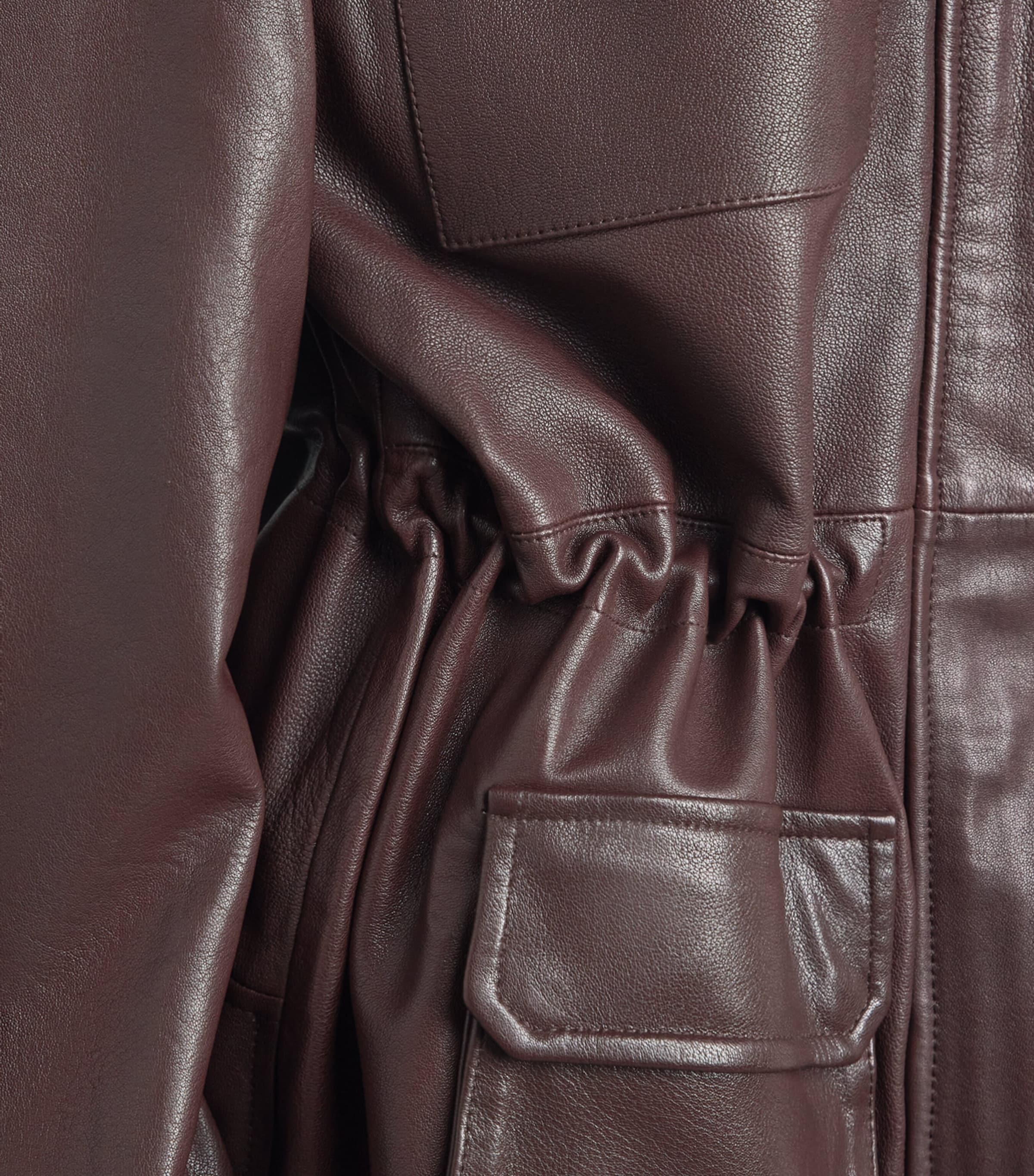 Sandro Paris Womens Oversized Leather Jacket Bordeaux Image 3