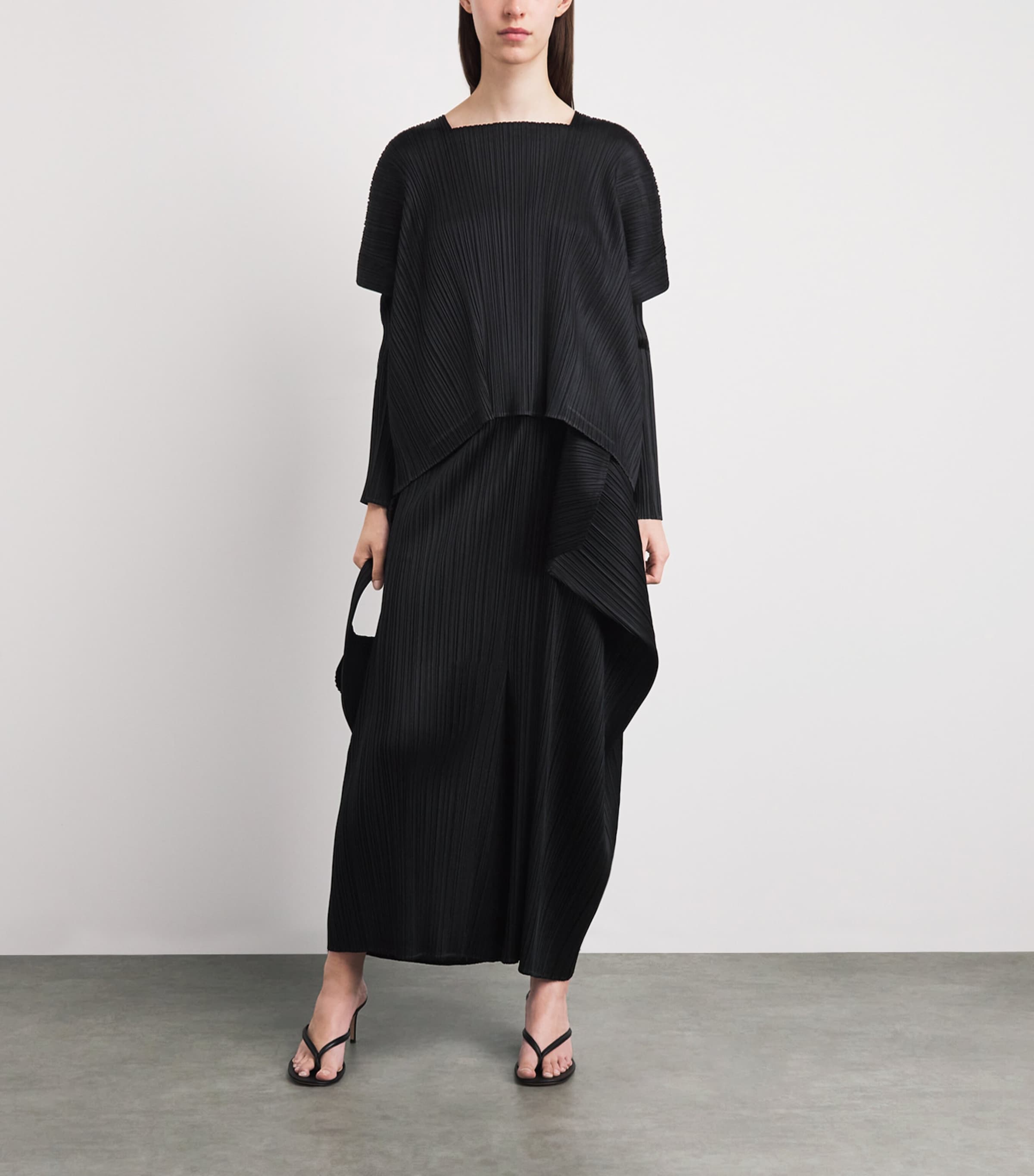 Pleats Please Issey Miyake Black Pleated Module Top | Harrods UK