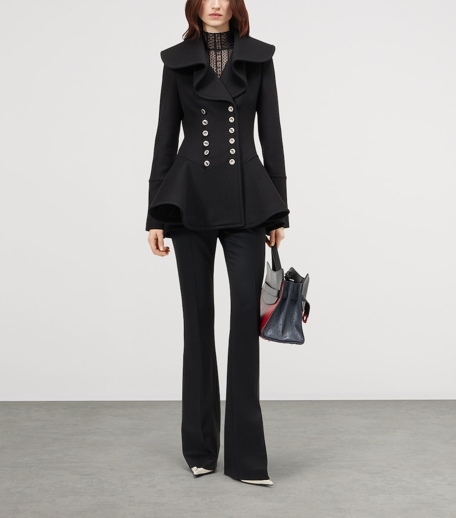 McQueen Womens Wool Waterfall-Collar Coat Image 2