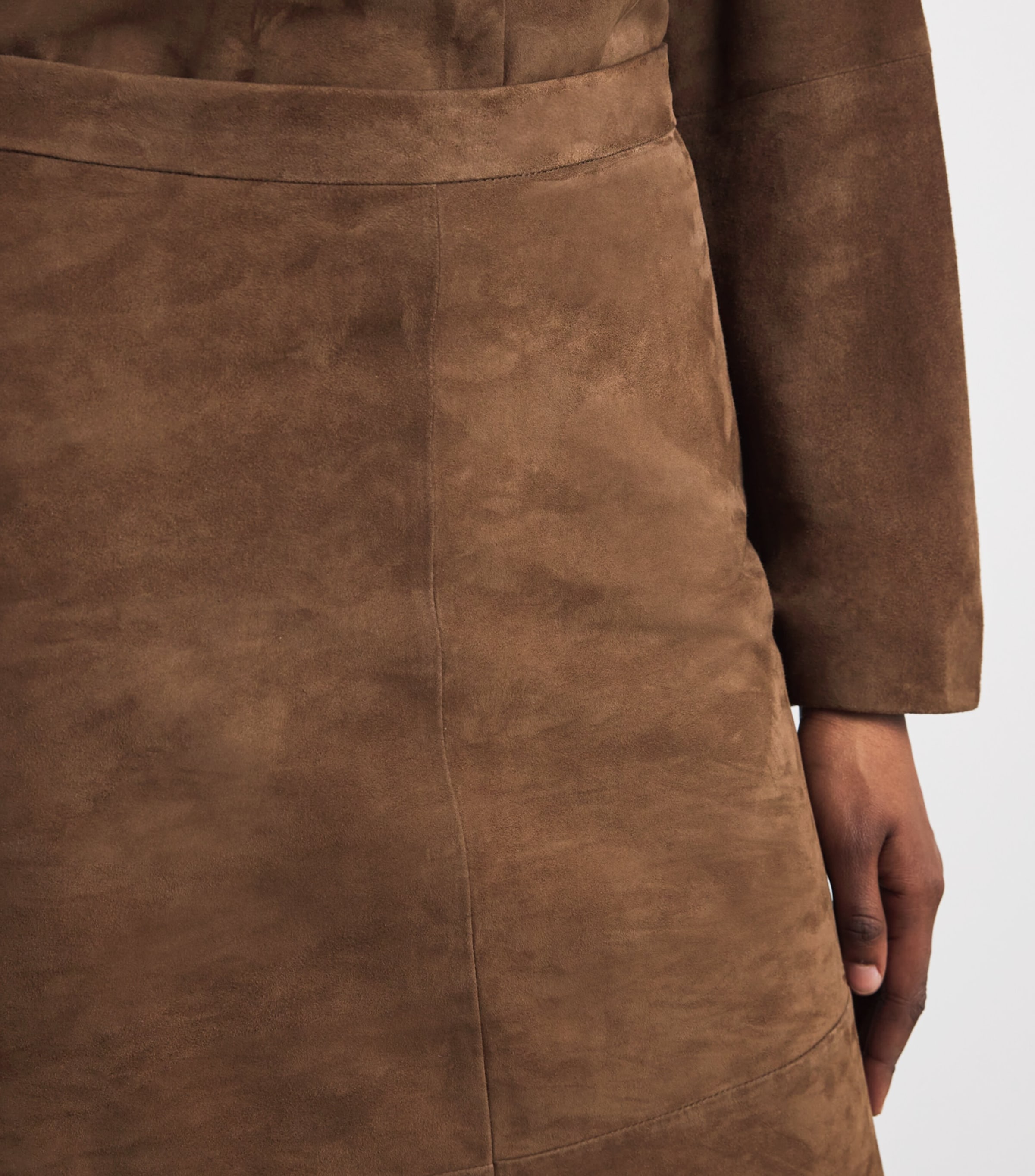 Suede Midi Skirt DARK BROWN Image 6