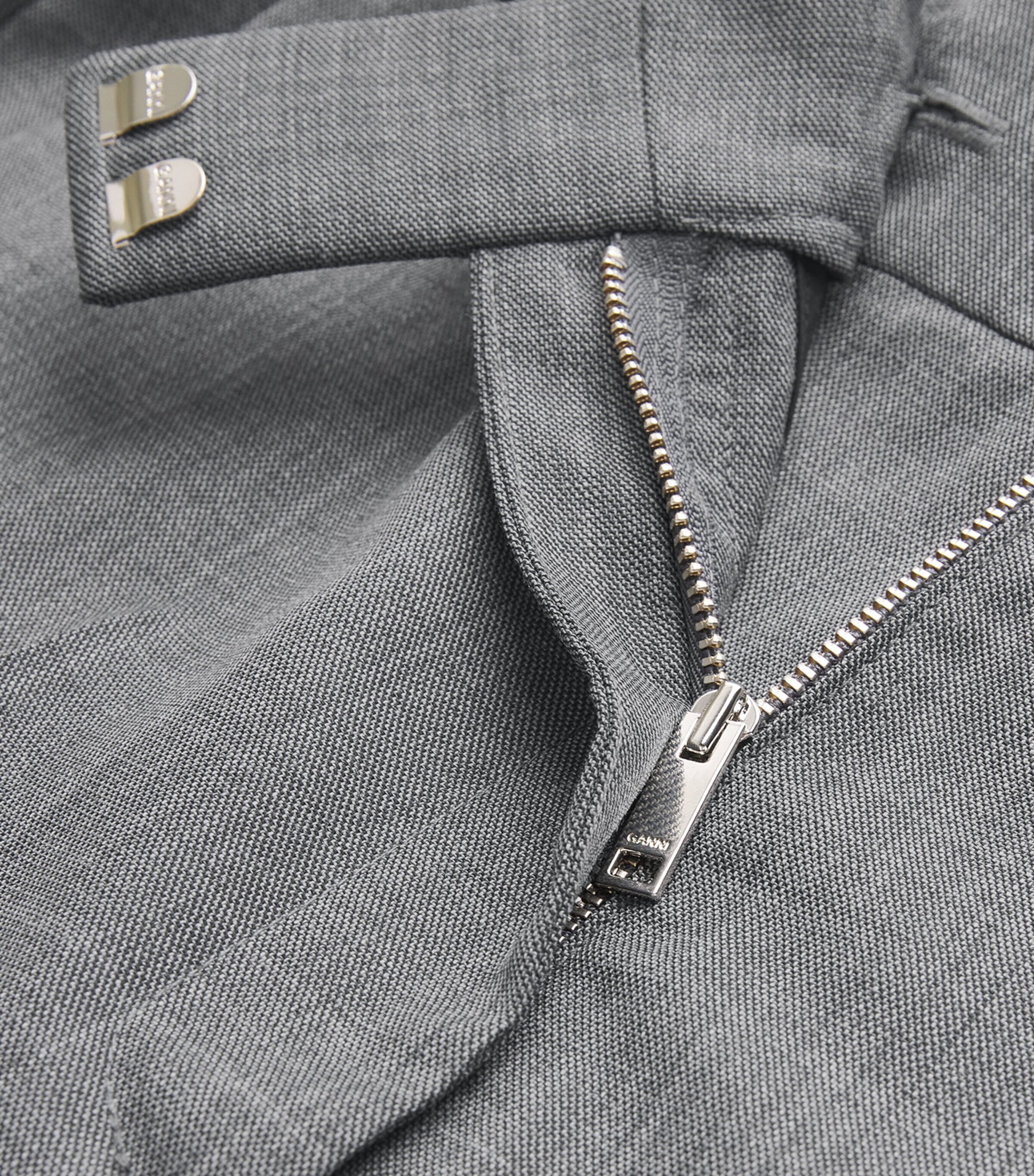 GANNI Womens Wool-Blend Straight Trousers Phantom Image 6