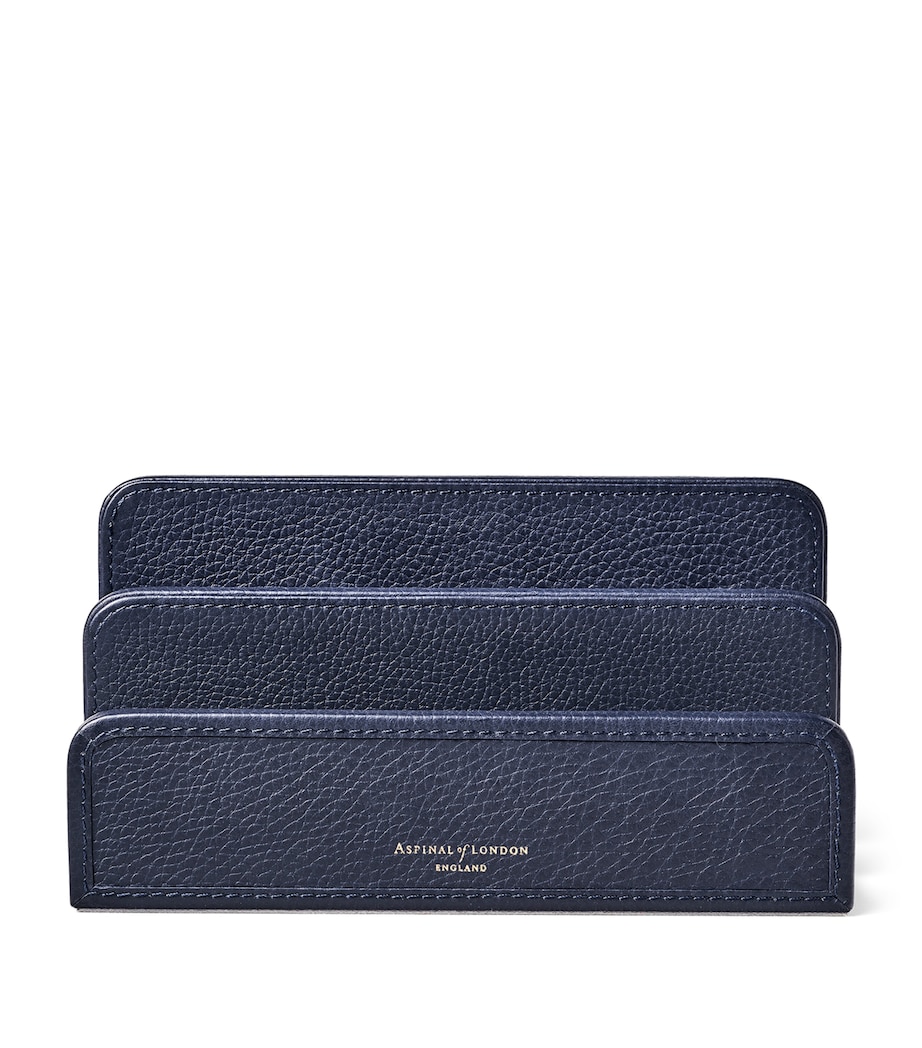 Leather Letter Rack NAVY Image 1
