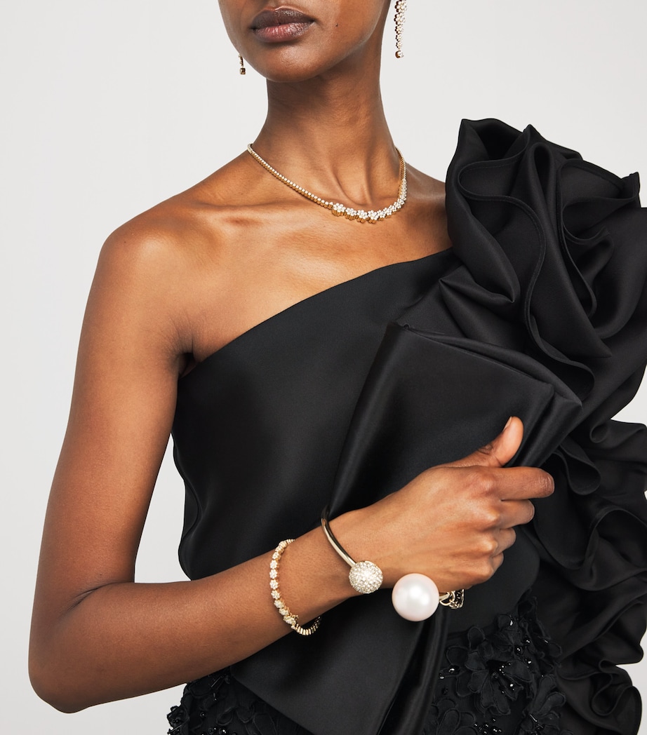 Yellow Gold and Diamond Fleur de Tennis Necklace YELLOW GOLD Image 4