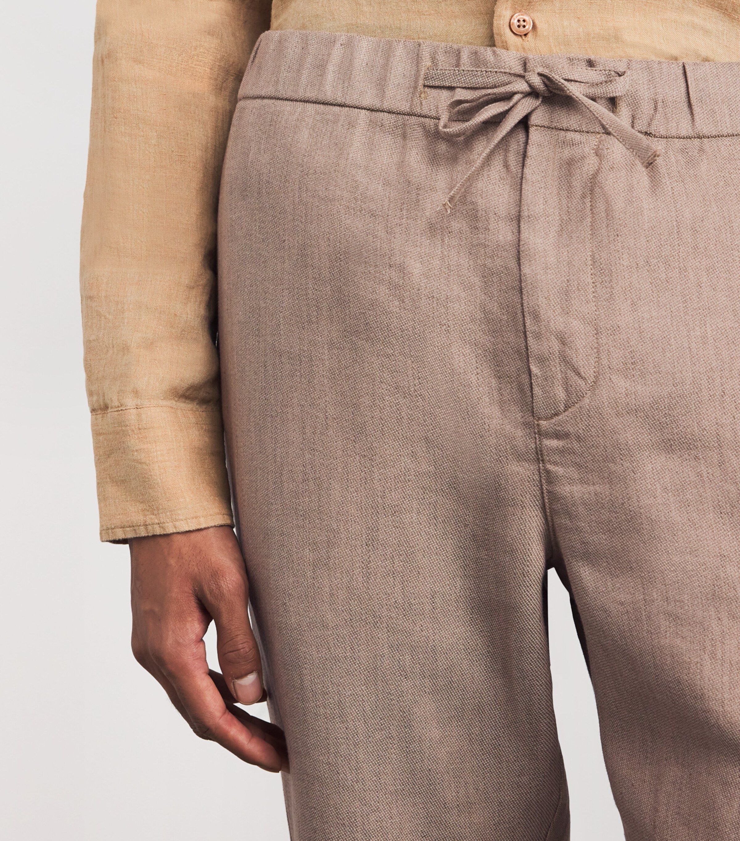 Linen-Cotton Oscar Trousers 250-KHAKI Image 6