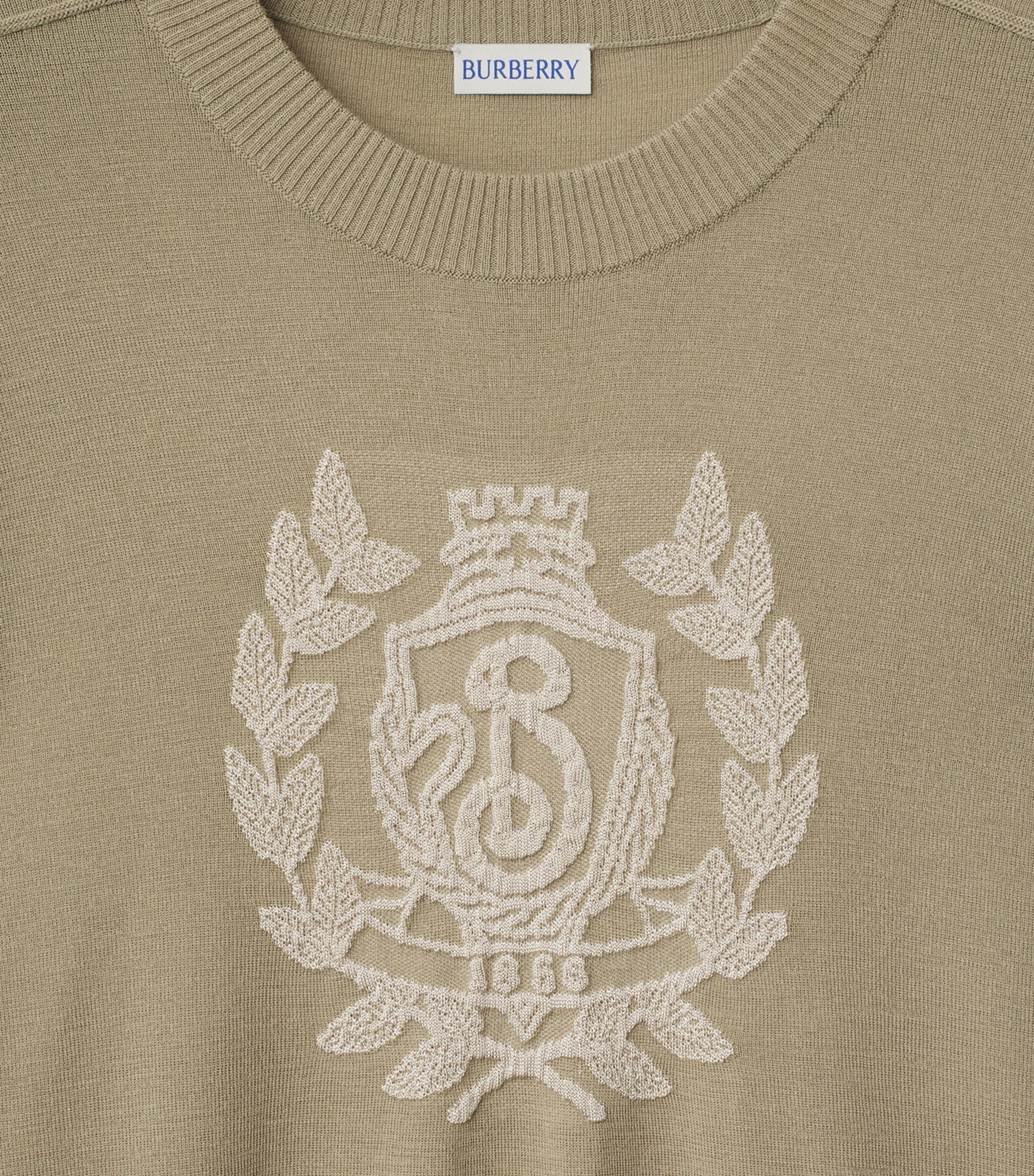 Burberry Wool B Crest Sweater In Brown