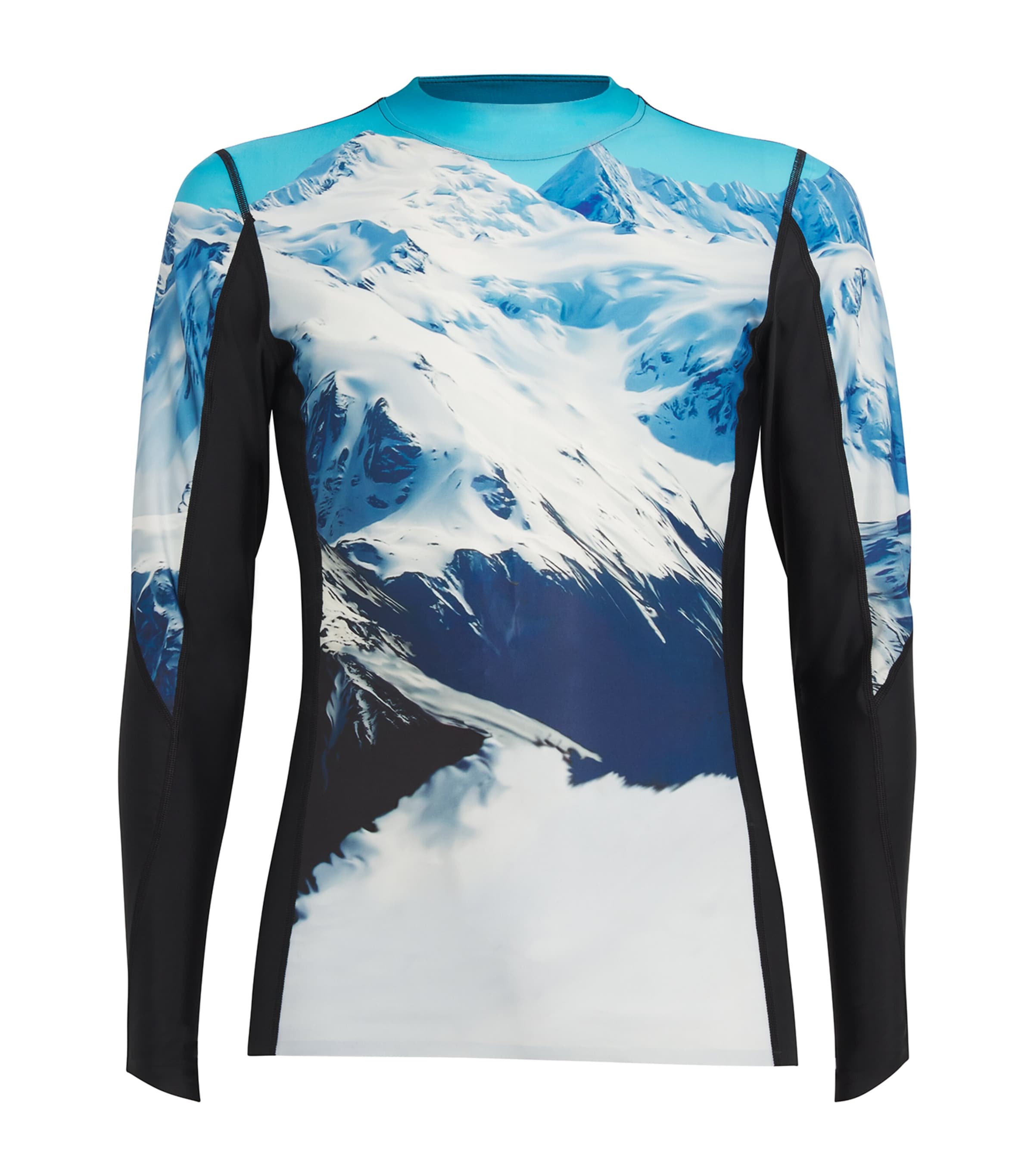 Perfect Moment Mountain Print Base Layer T-shirt In Blue