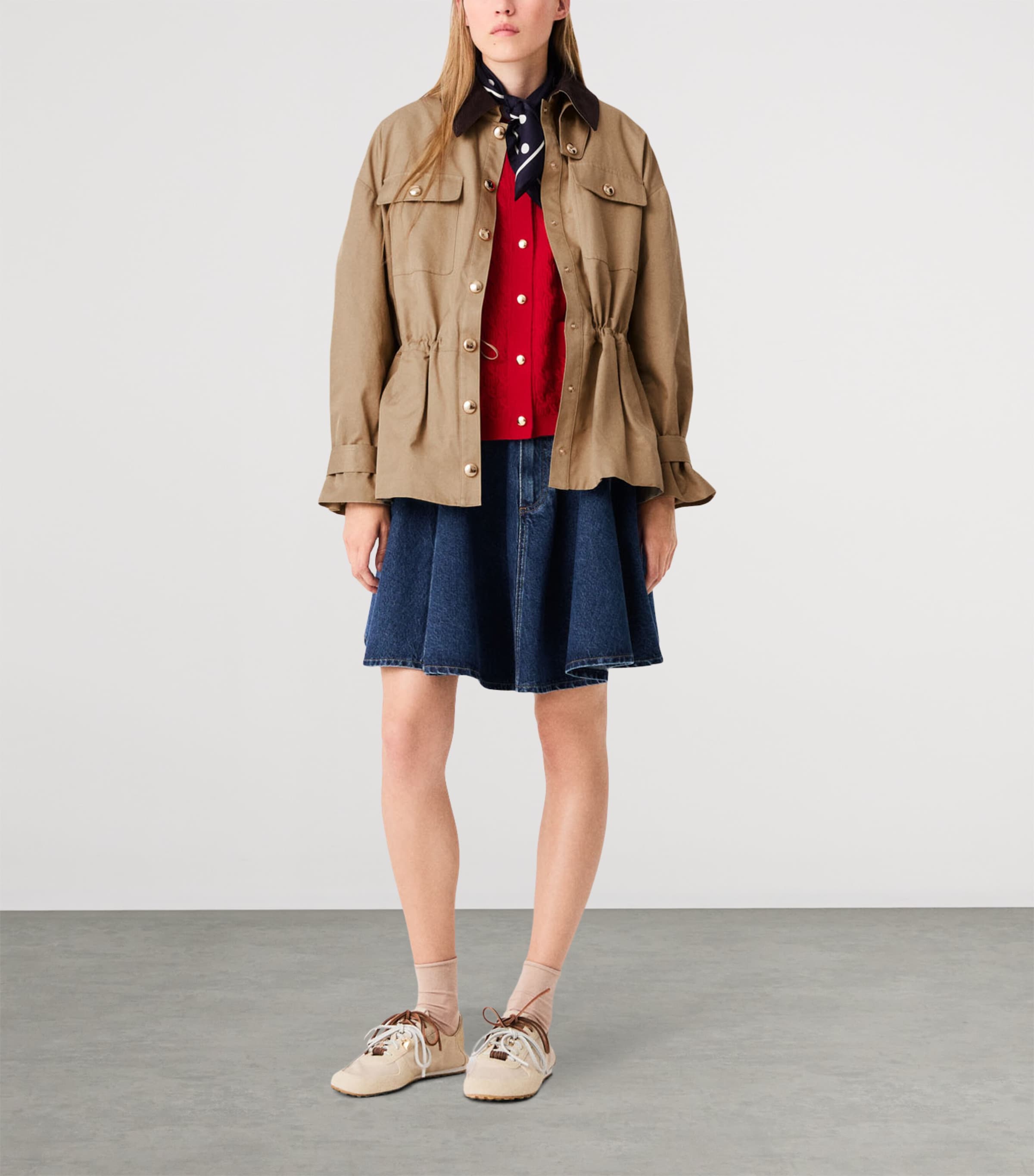 Maje Womens Contrast-Collar Trench Coat Beige Image 2