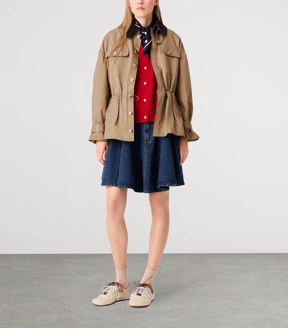 Maje Womens Contrast-Collar Trench Coat Beige Image 2
