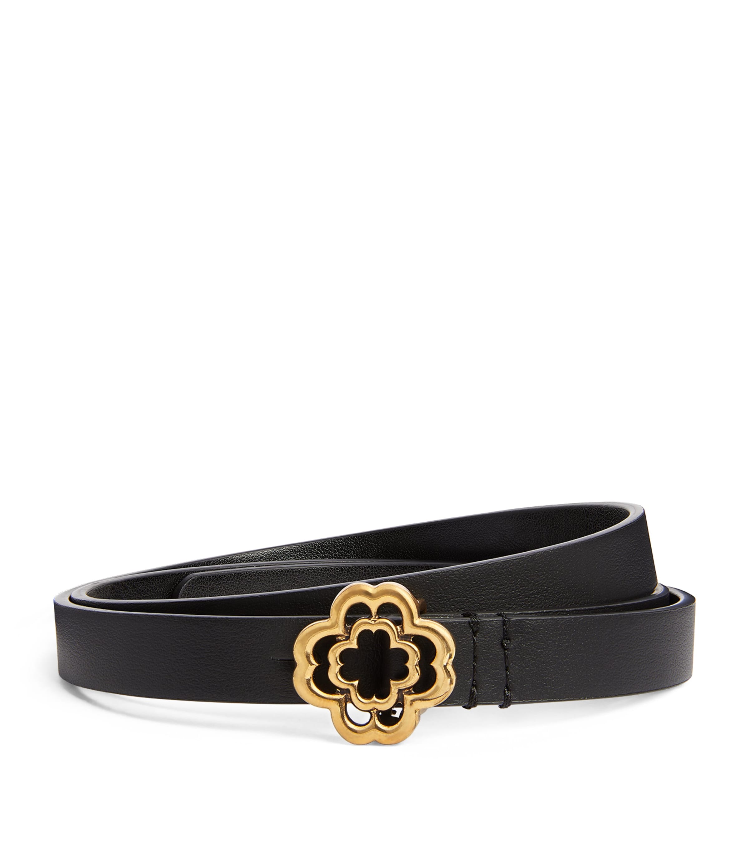 Shop Maje Leather Logo Thin Belt In Black