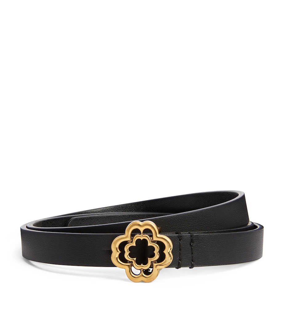 Leather Logo Thin Belt BLACK Image 1