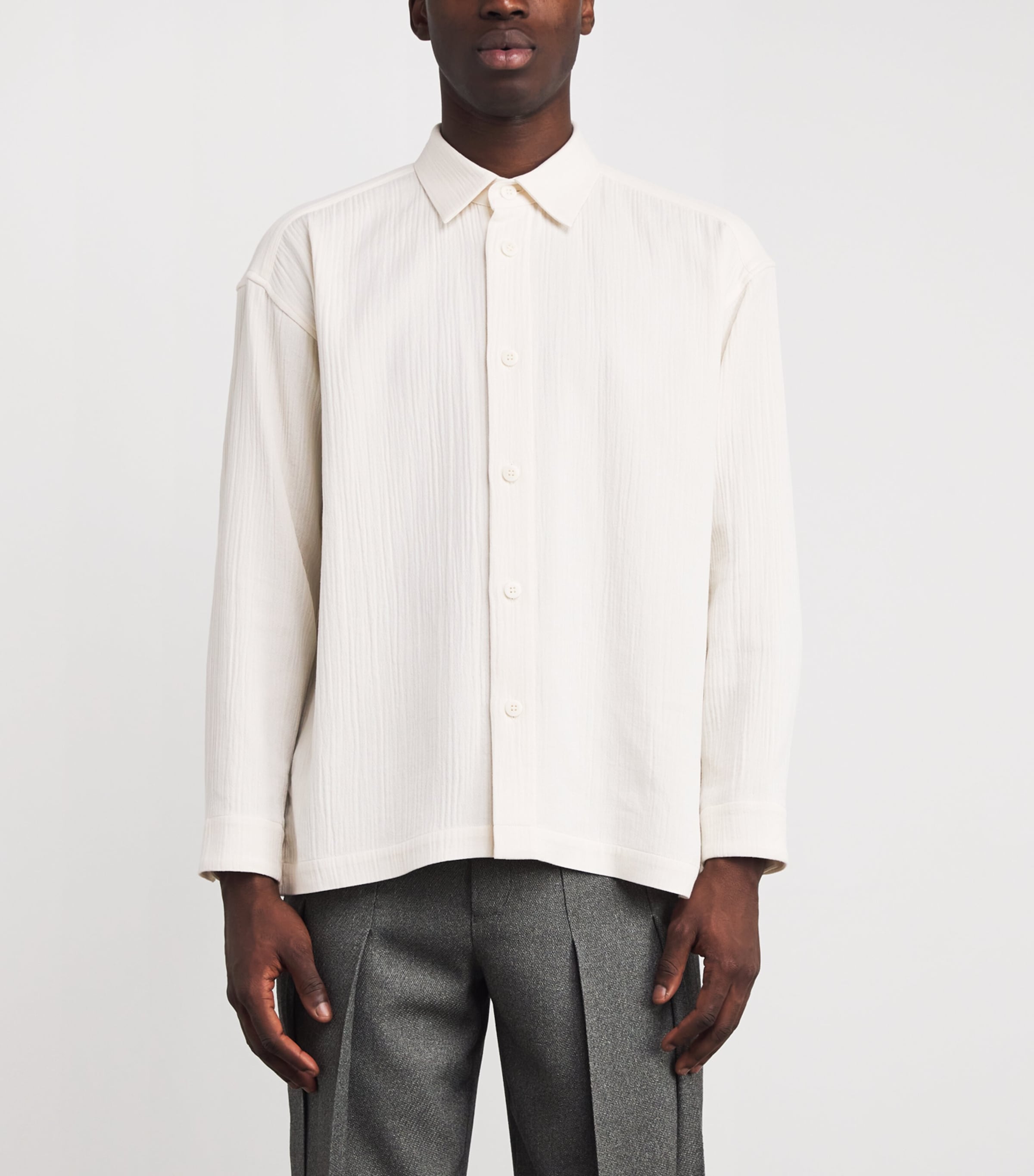 Double Weave Crepe Shirt 02-OFF-WHITE Image 3