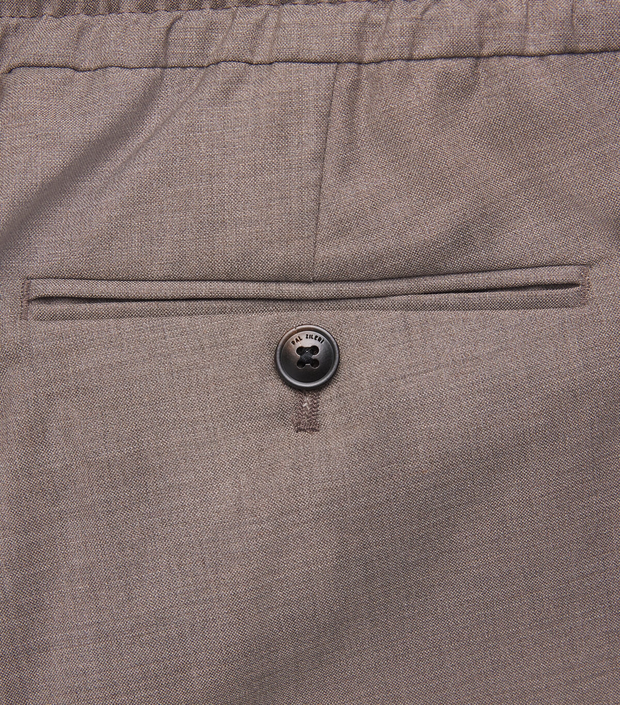 Pal Zileri Mens Stretch-Virgin Wool Drawstring Trousers Brown Image 6