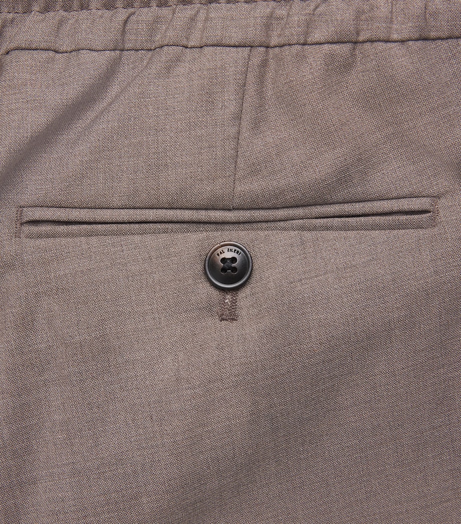 Pal Zileri Mens Stretch-Virgin Wool Drawstring Trousers Brown Image 6