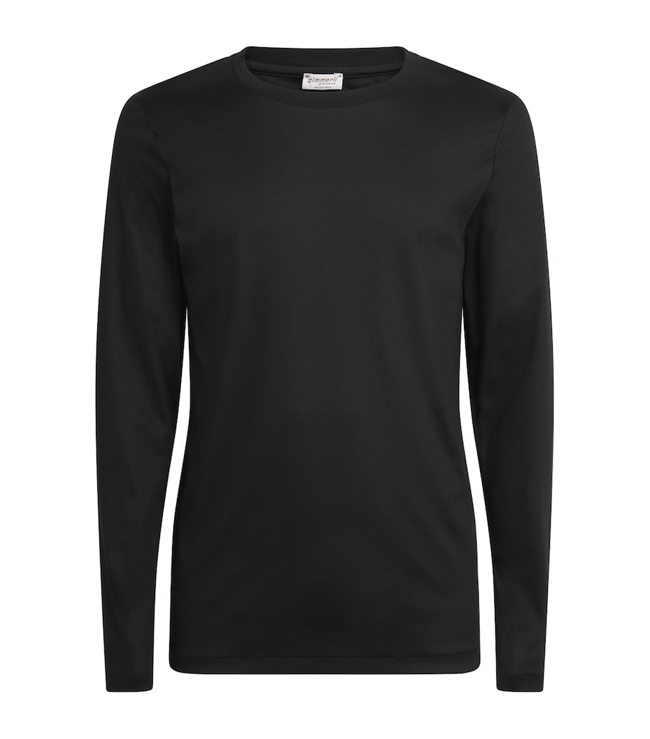 Zimmerli Mens 286 Sea Island Long-Sleeve T-Shirt Black Image 1