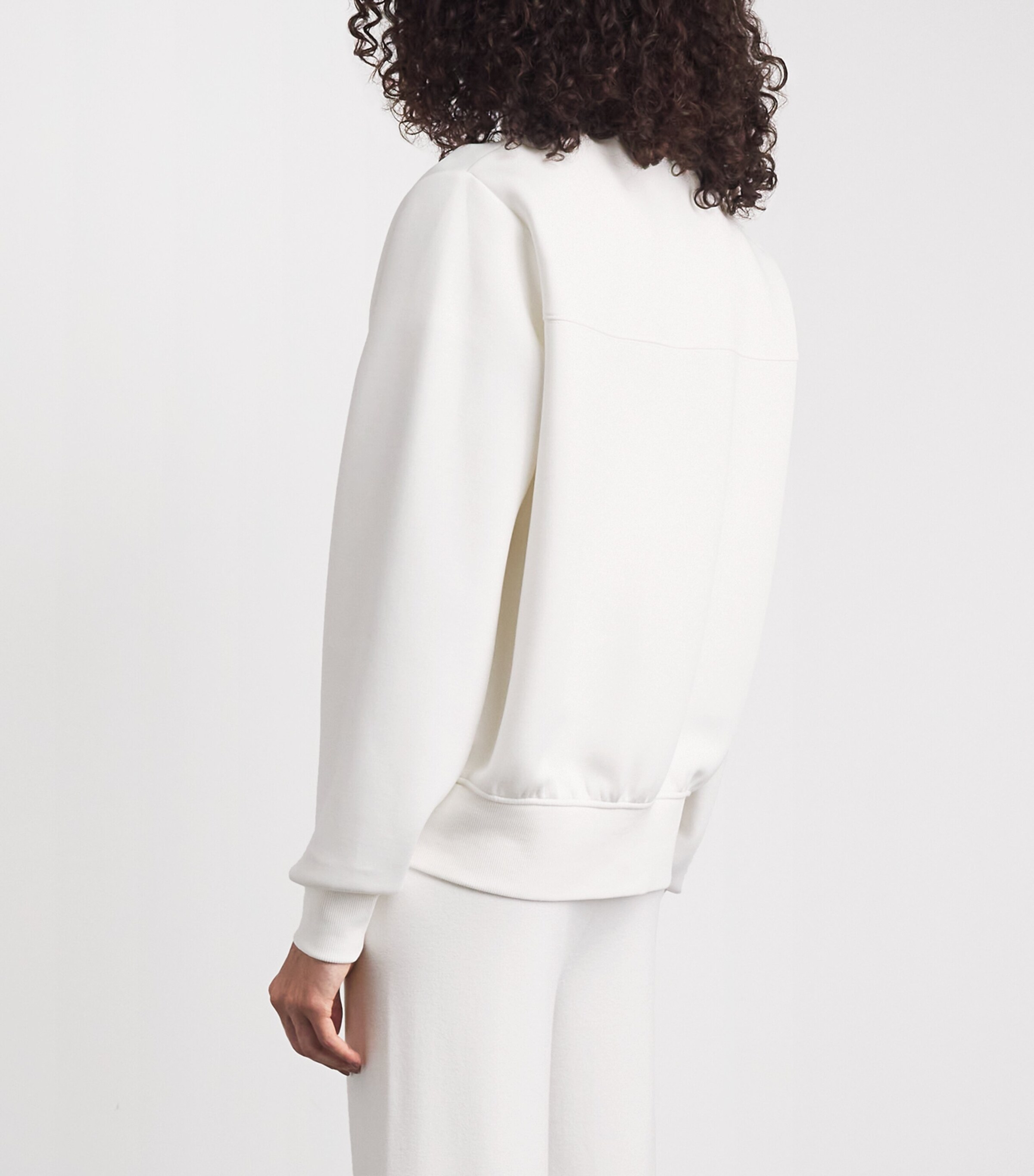 MM Womens Cotton-Silk-Blend Zip-Up Sweatshirt White Image 5