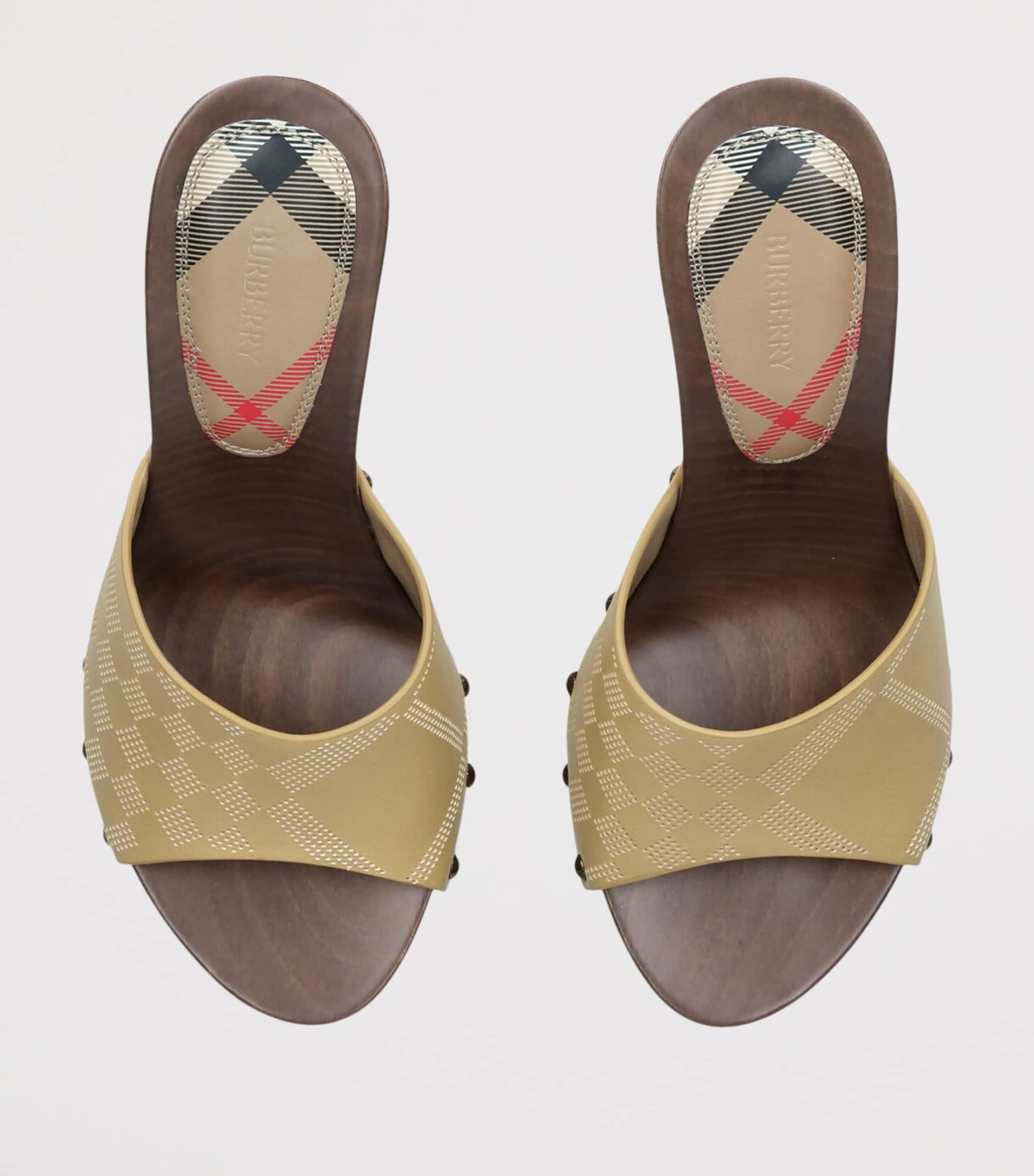 Leather Check Potter Mules 75 YELLOW Image 4