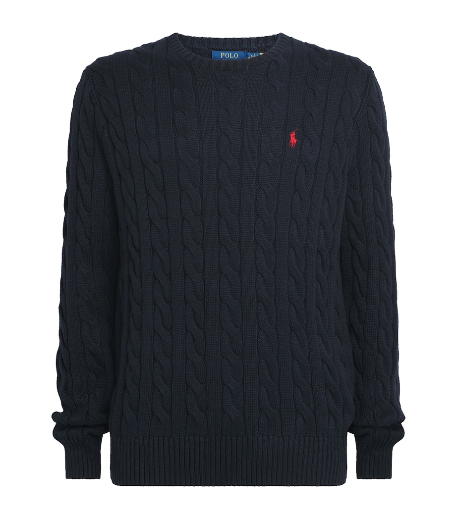 Polo Ralph Lauren Mens Cotton Cable-Knit Sweater Blue Image 1