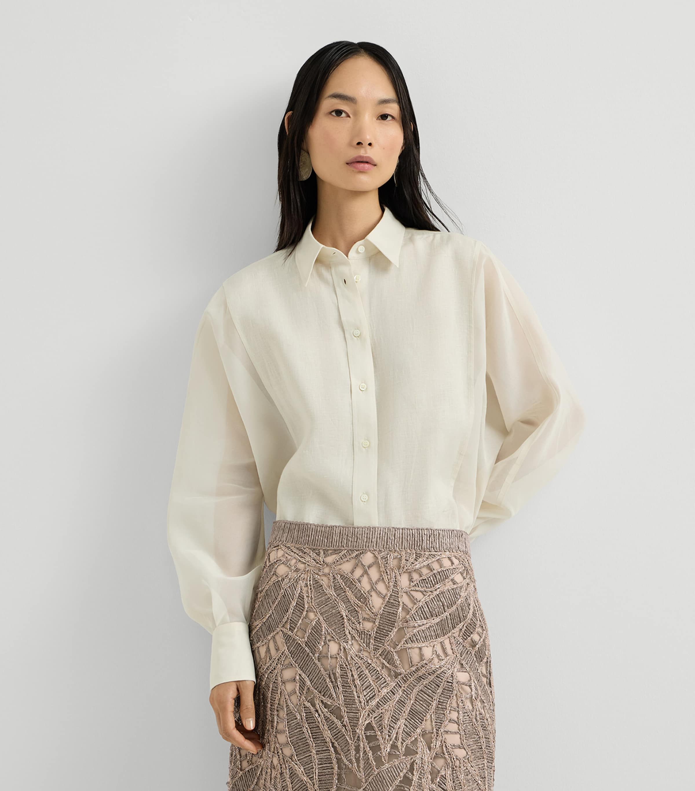 Brunello Cucinelli Womens Linen Organza Shirt Image 3