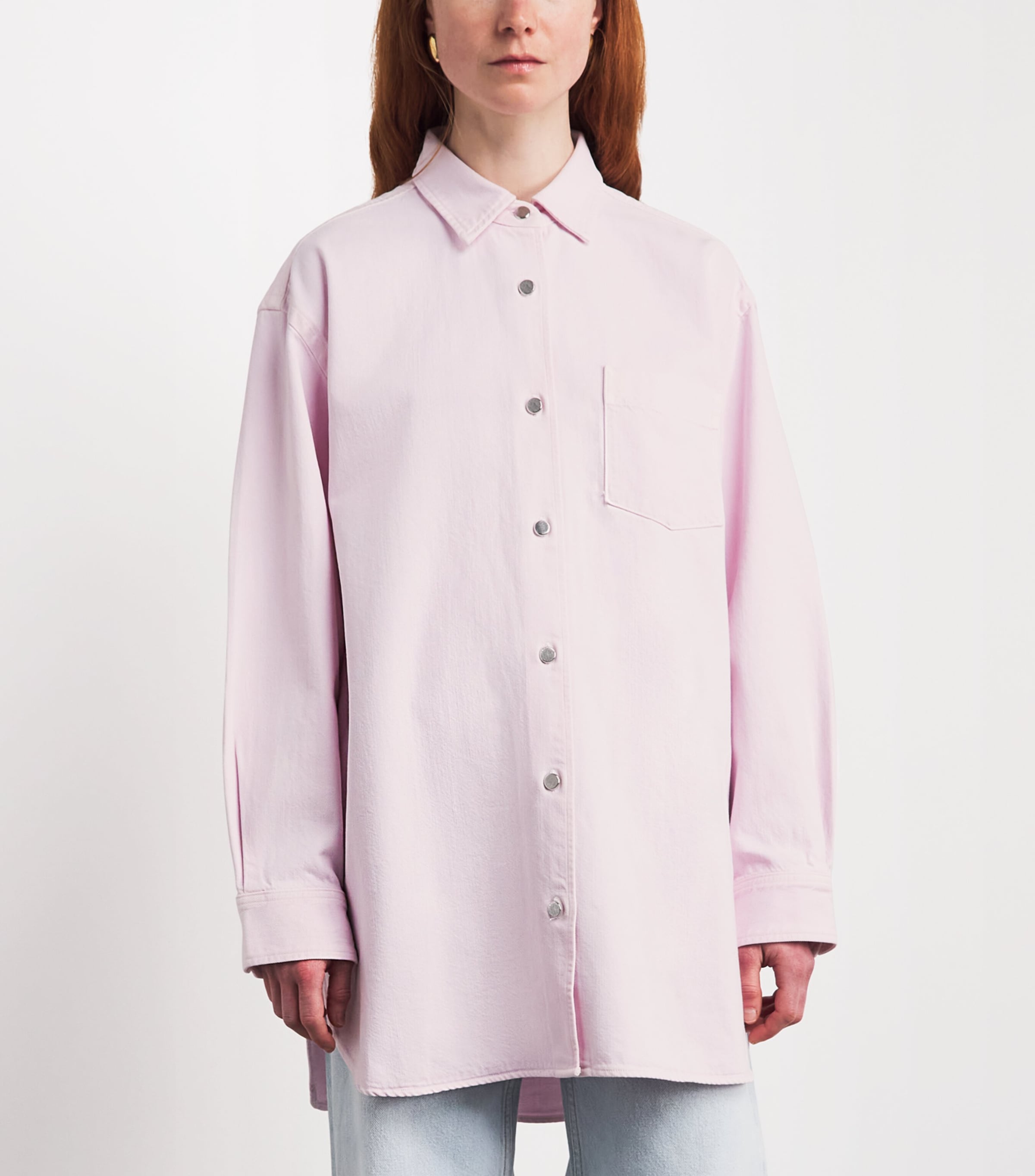 AGOLDE Womens x Maria Mcmanus Denim Shirt Stne Wsh Powder Pnk Image 4