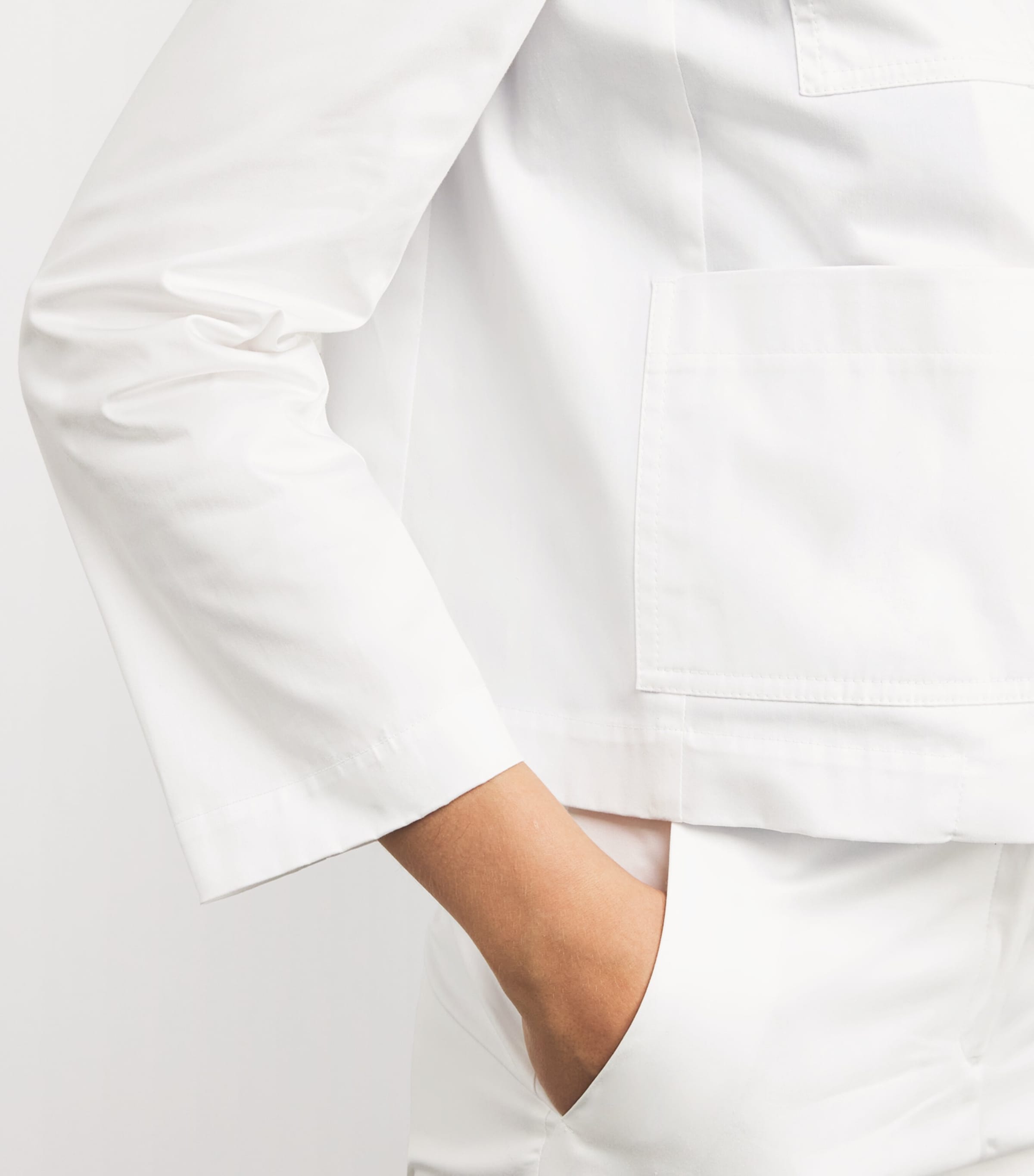 Stretch-Cotton Collared Jacket WHITE Image 6