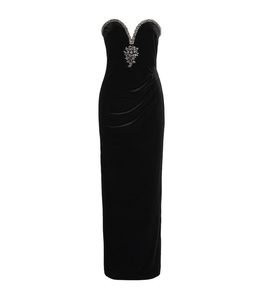 Self-Portrait Womens Velvet Embellished Maxi Dress Black Image 1