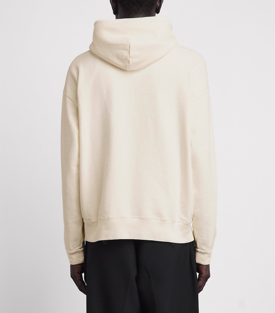 Sandro Paris Mens Oversized Flocked Floral Hoodie Ecru Image 5