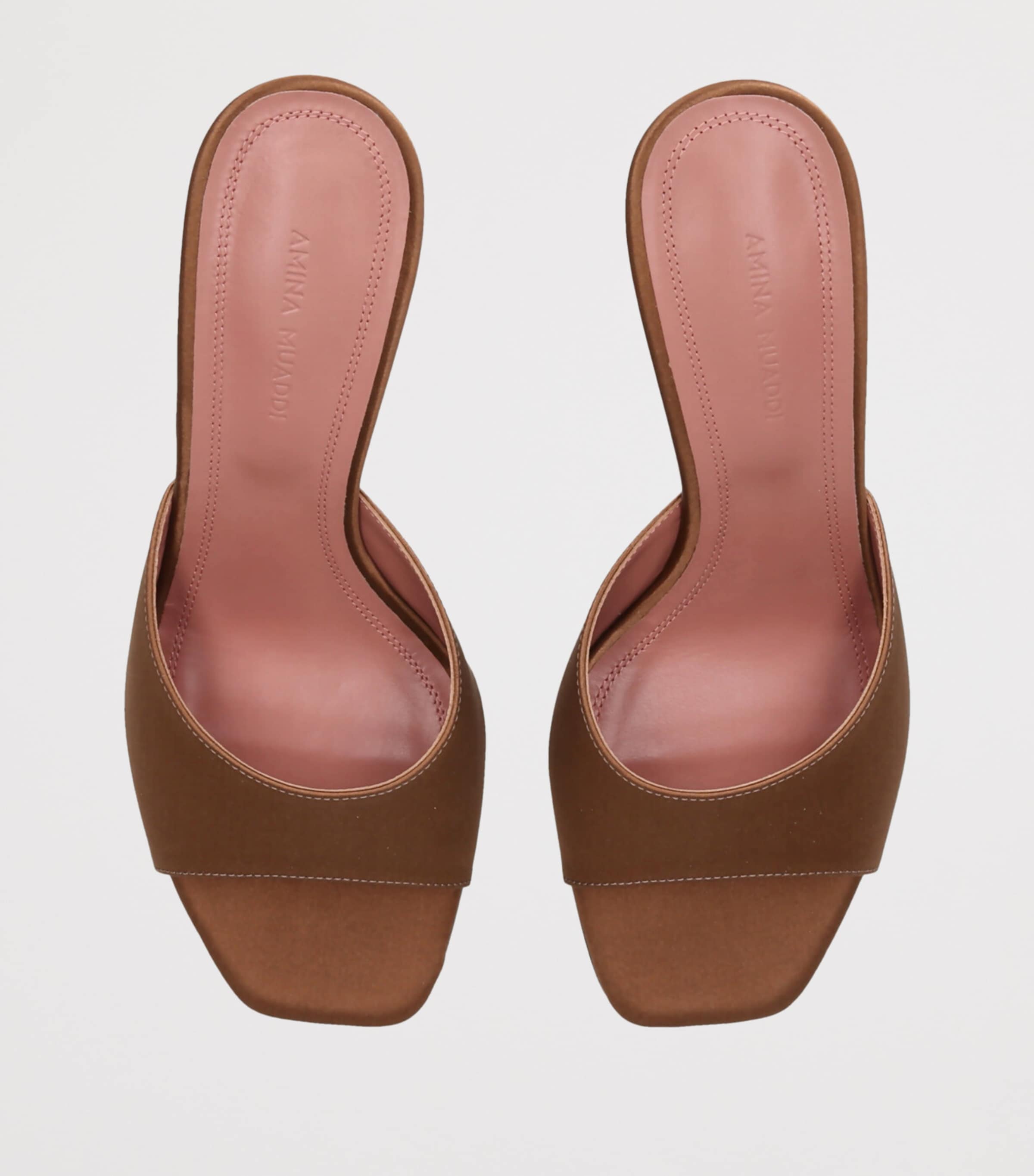 Amina Muaddi Satin Lupita Heeled Mules 70 Brown Image 4