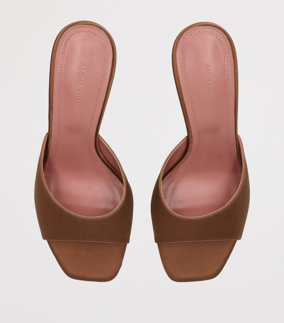 Amina Muaddi Satin Lupita Heeled Mules 70 Brown Image 4