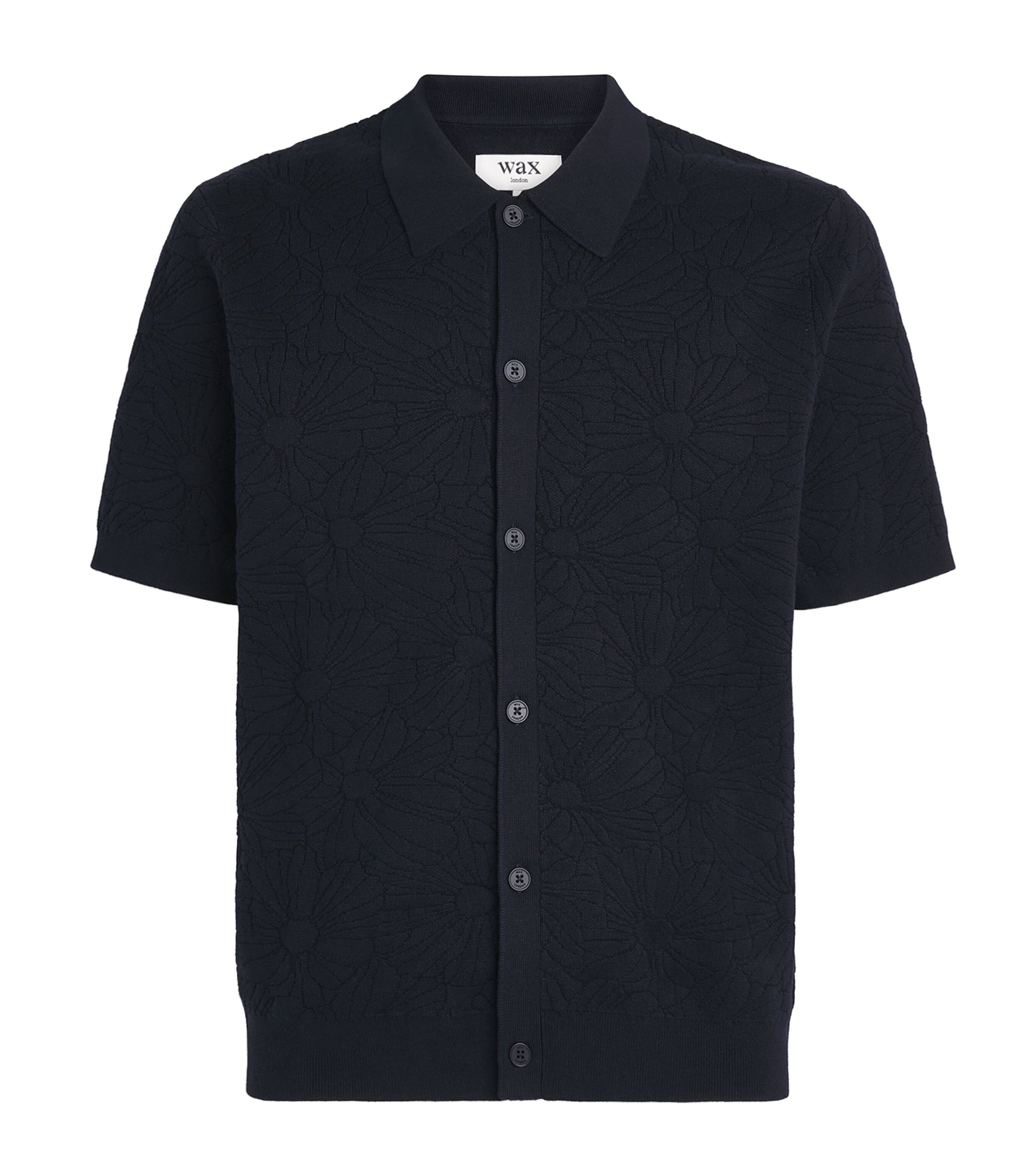 Wax London Mens Cotton-Blend Tellaro Shirt Navy / Black Image 1