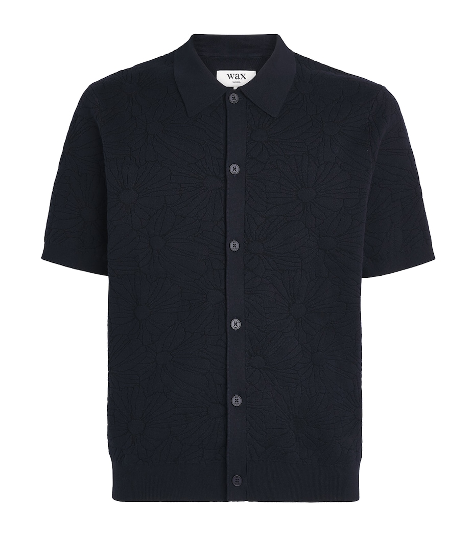 Wax London Mens Cotton-Blend Tellaro Shirt Navy / Black Image 1