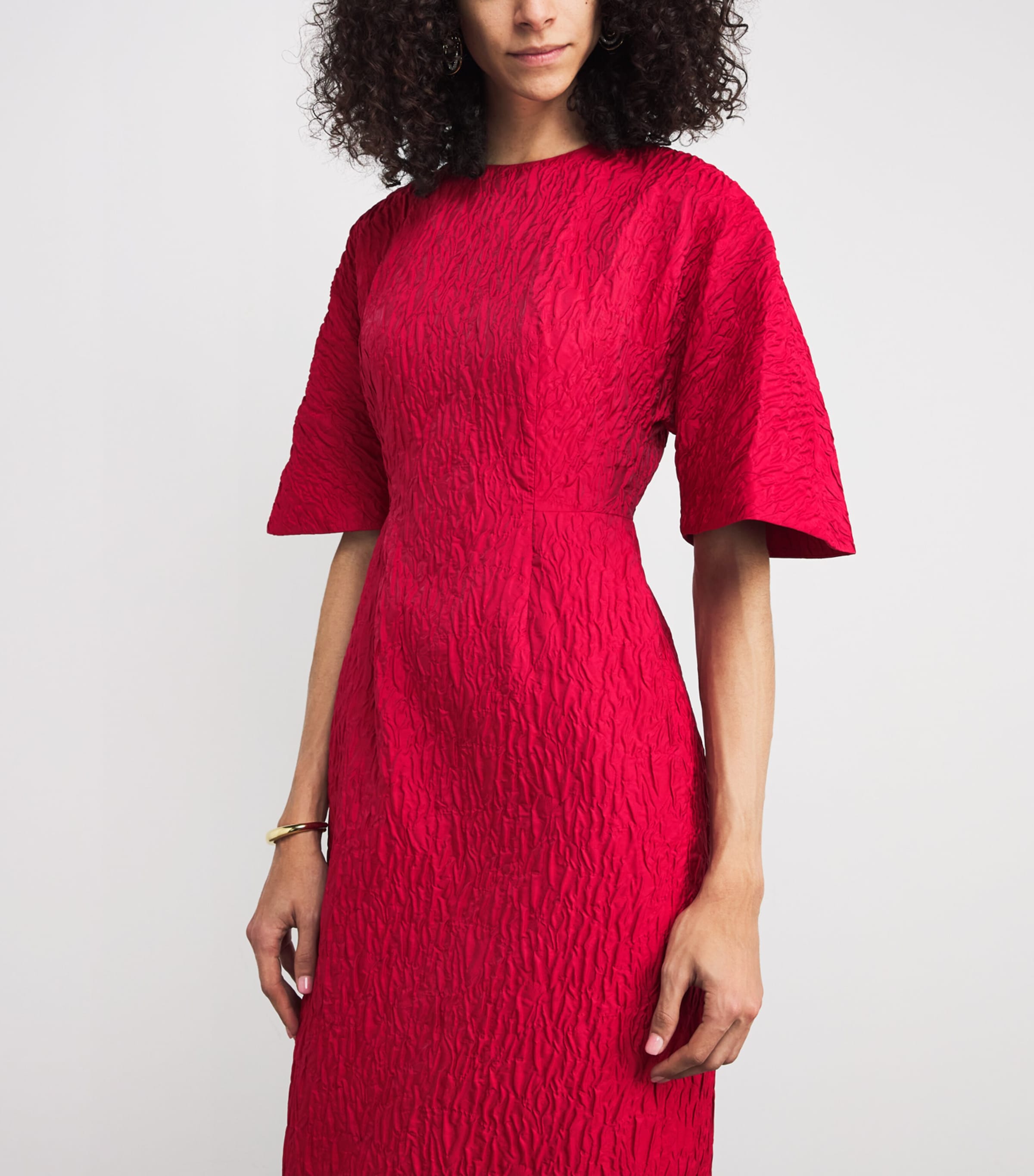 Cloqué Farah Midi Dress BENNETT RED Image 4