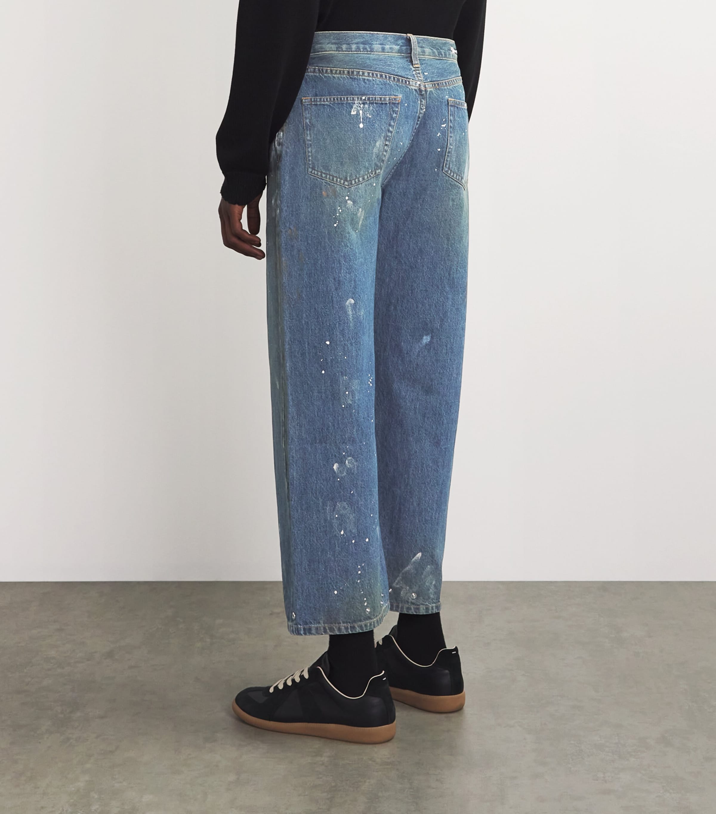Helmut Lang Mens Ankle Snap Painted Jeans Mid Indigo Image 4