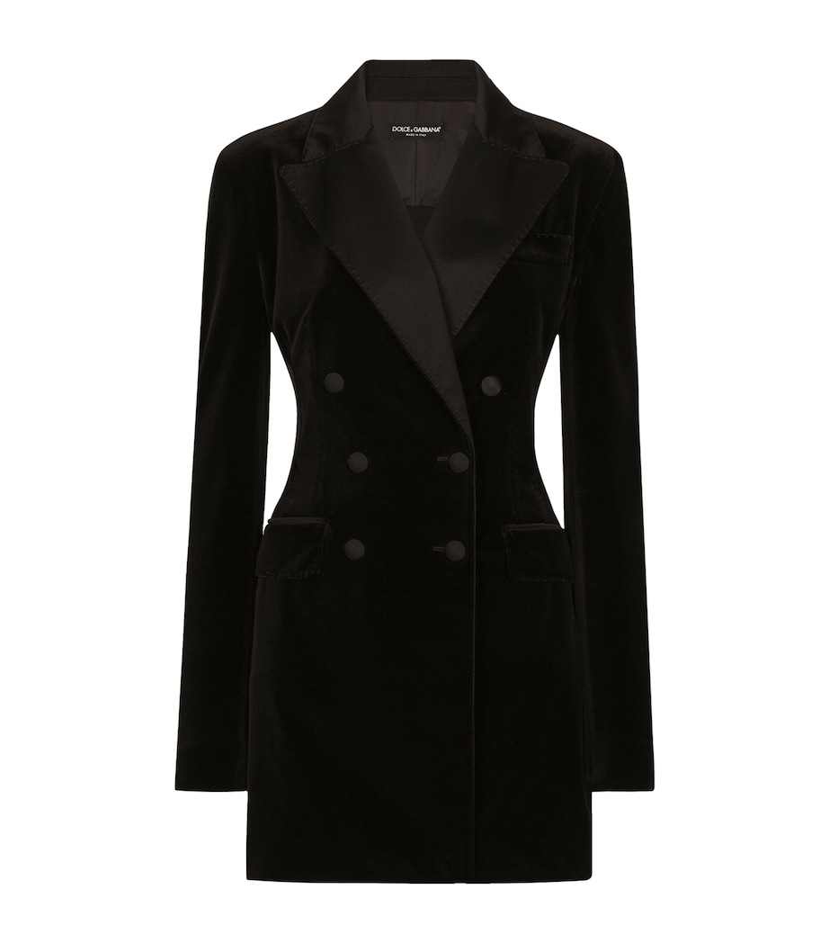 Velvet Double-Breasted Blazer N0000-BLACK Image 1