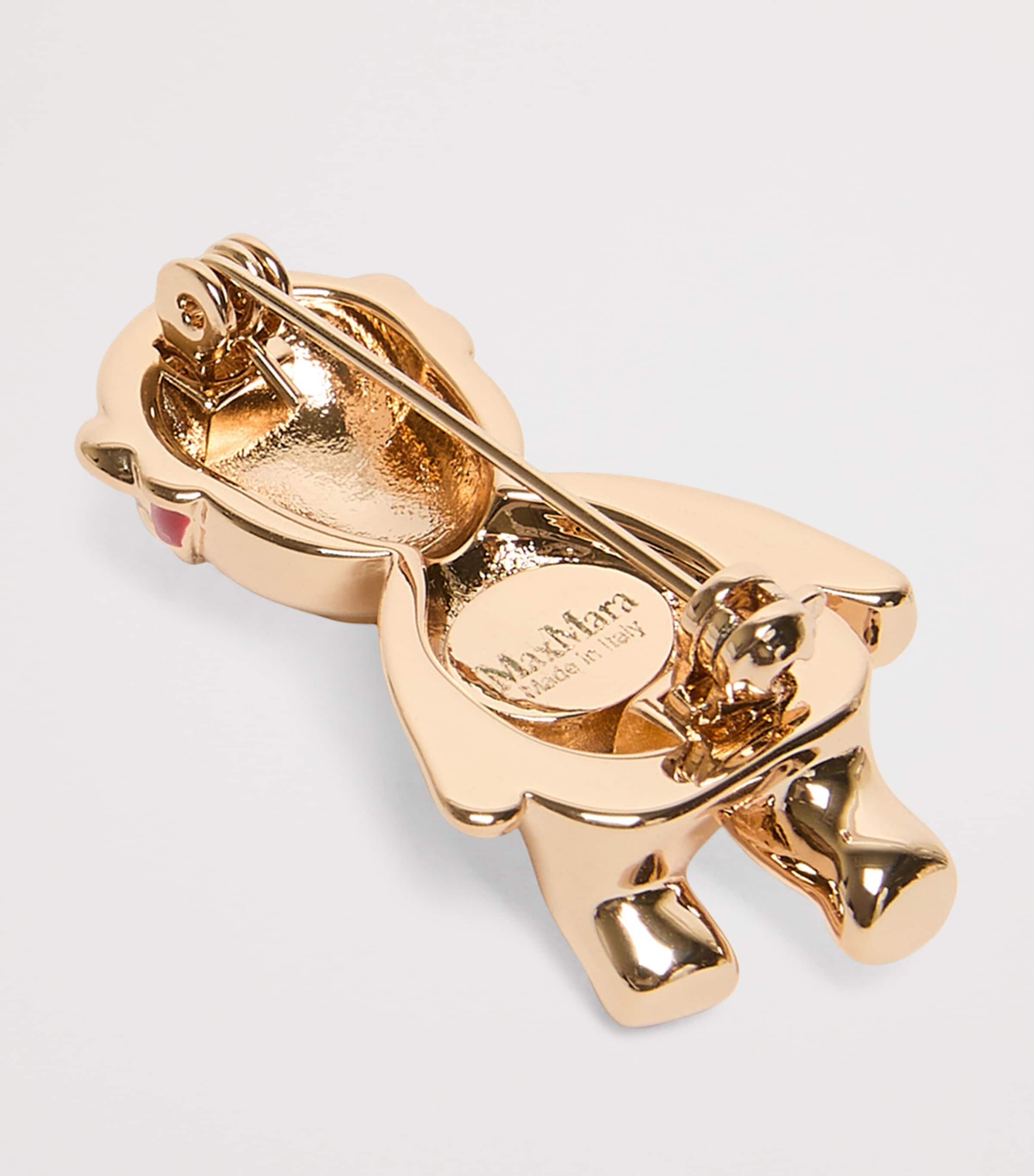 Max Mara Diamanté Teddy Bear Brooch Skin Dore Image 3