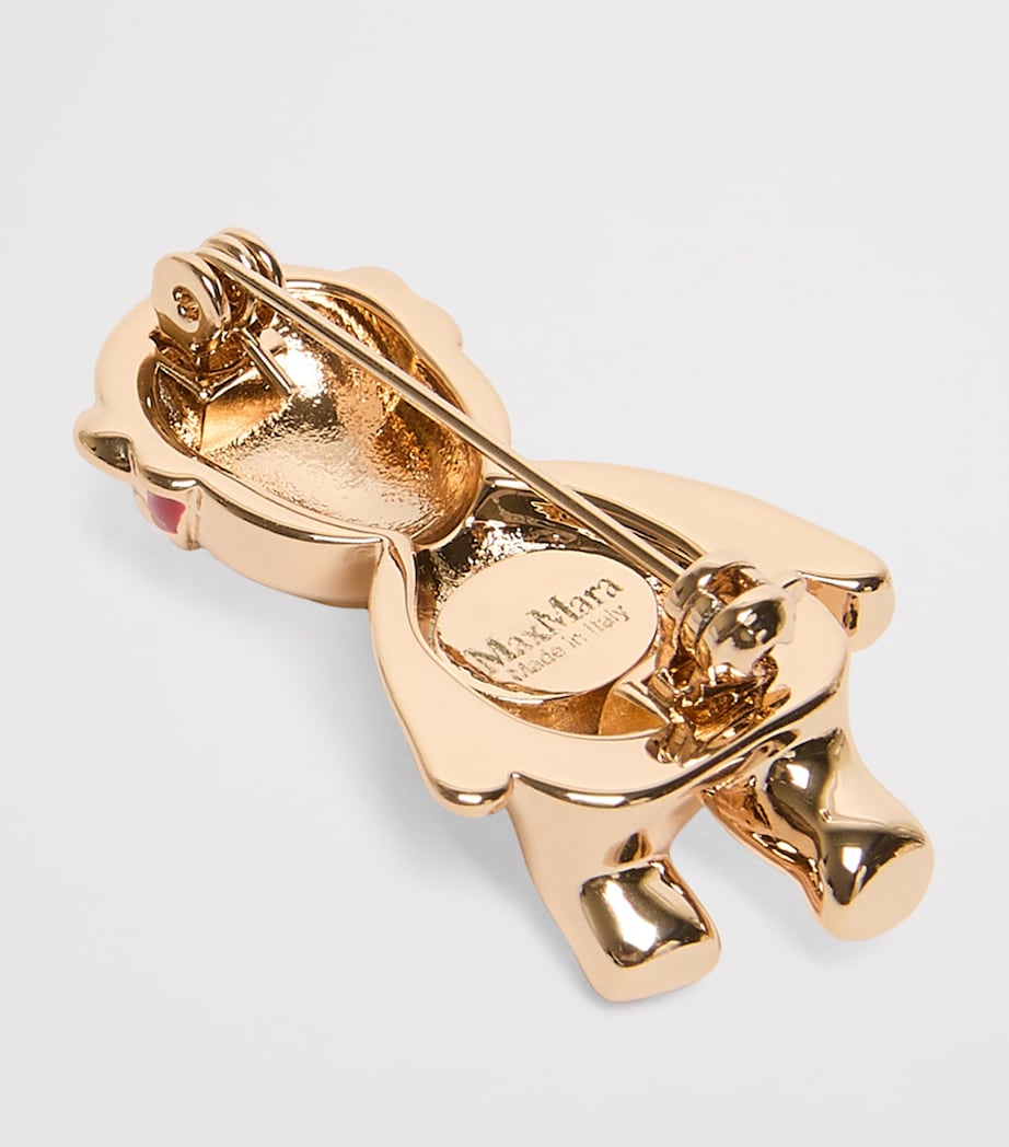 Max Mara Diamanté Teddy Bear Brooch Skin Dore Image 3
