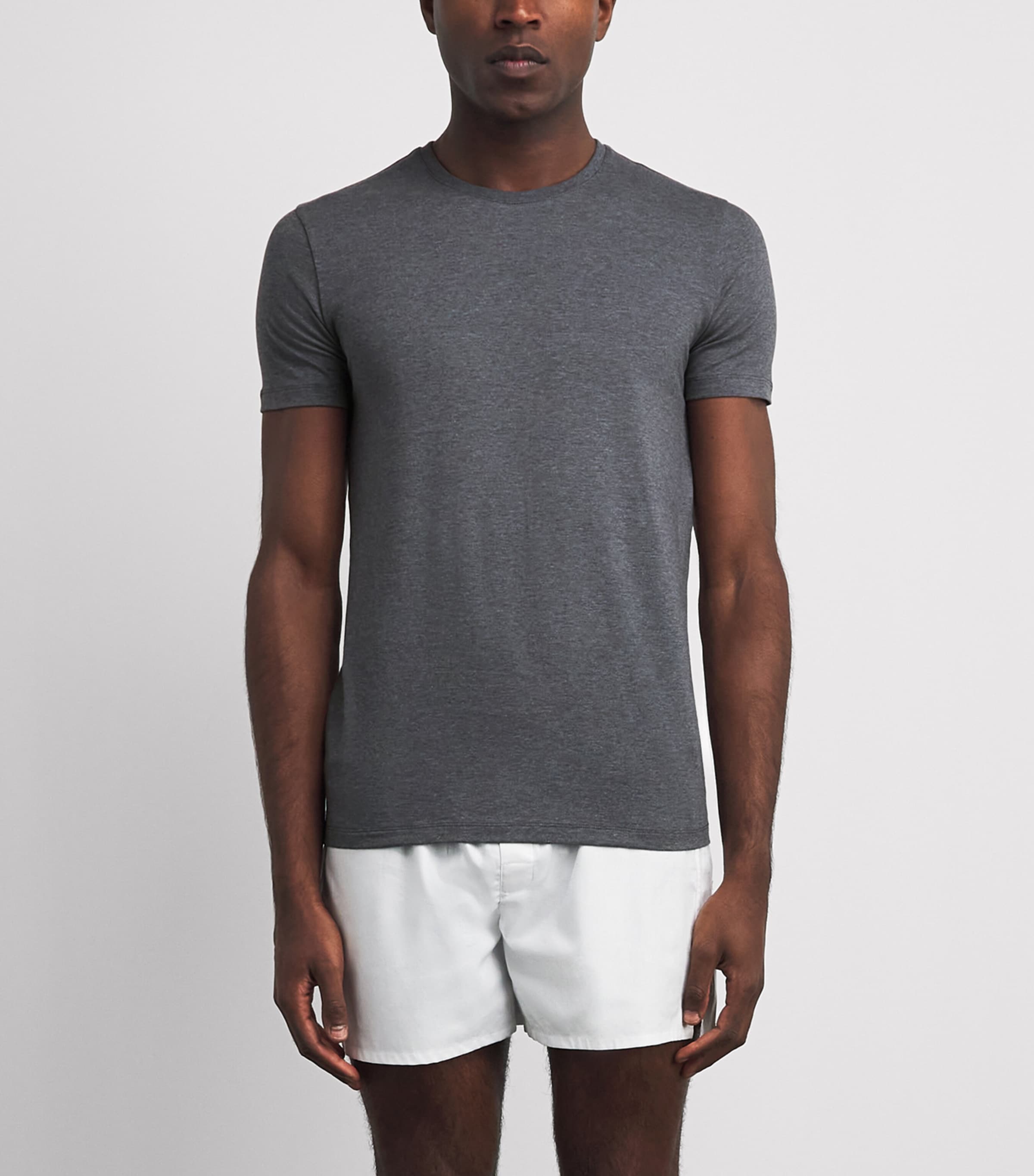 Falke Mens Stretch-Cotton Daily Comfort T-Shirts (Pack of 2) Dark Grey Image 2