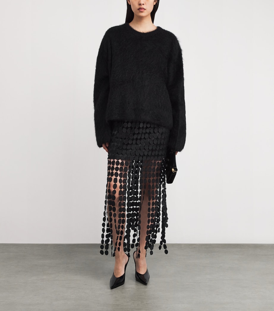 Lace Fringe Orlo Midi Skirt DBLK BLACK Image 2