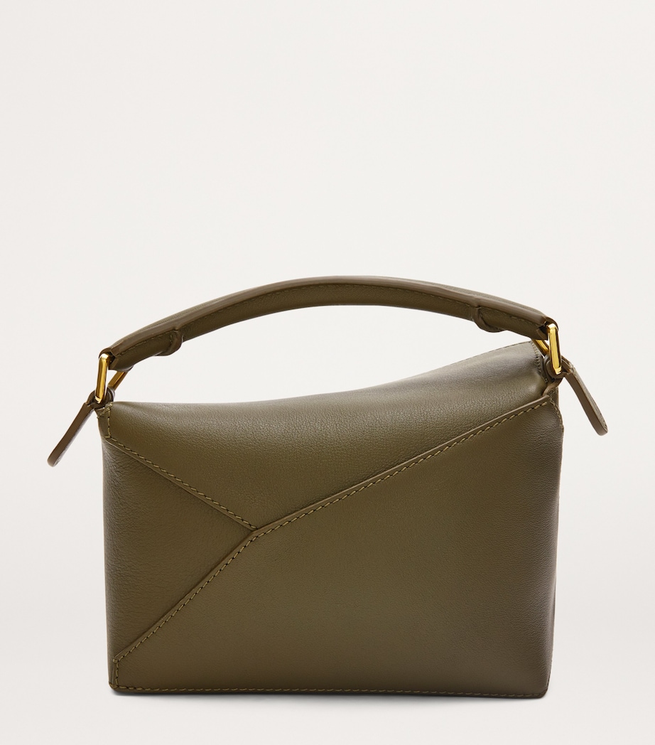 Mini Leather Puzzle Edge Top-Handle Bag DARK KHAKI GREEN Image 4