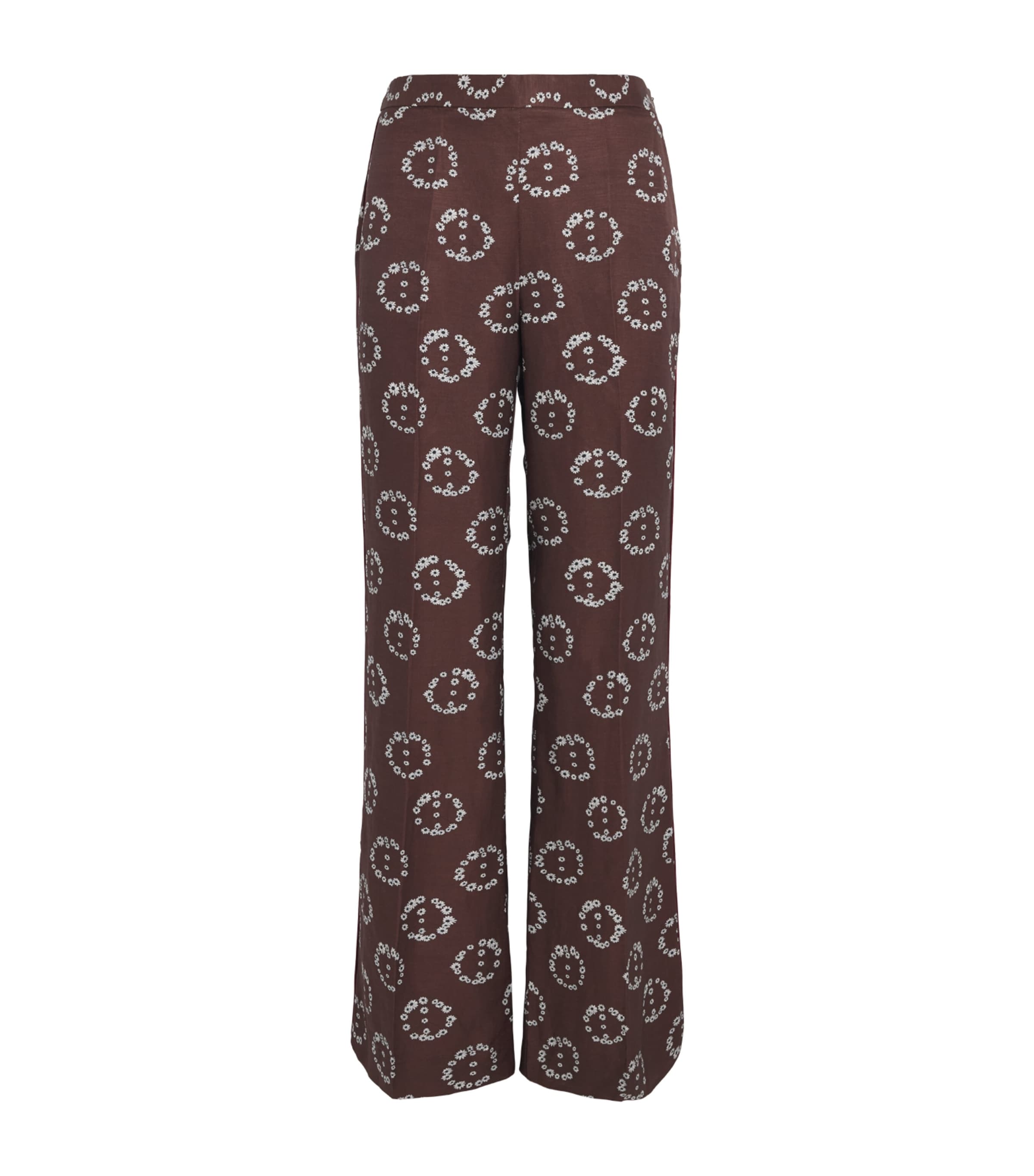 Sandro Paris Womens Floral Trousers Brown Image 1