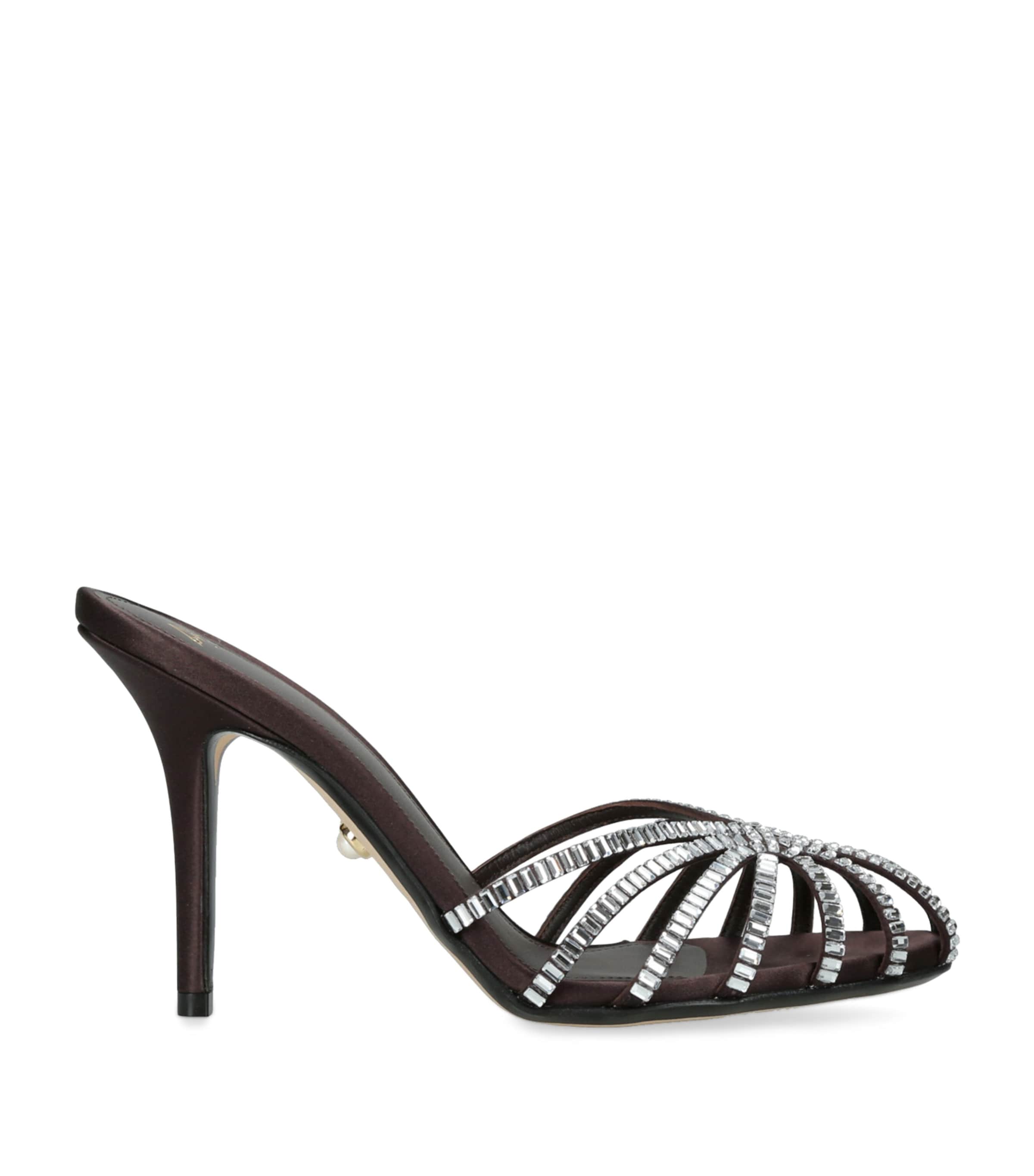 Alevì Satin Emily Xtal Heeled Sandals 95 Dark Brown Image 1
