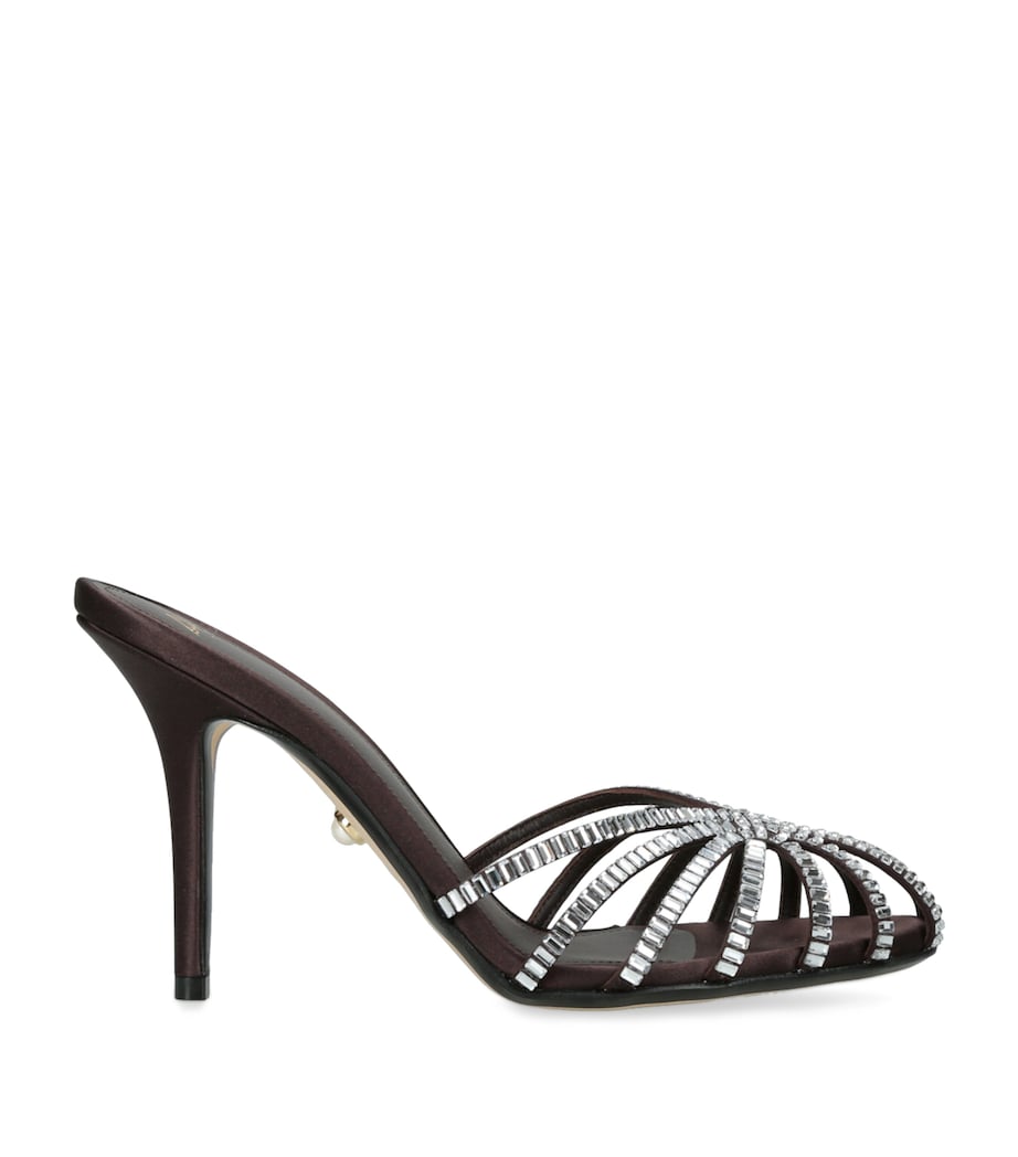 Alevì Satin Emily Xtal Heeled Sandals 95 Dark Brown Image 1