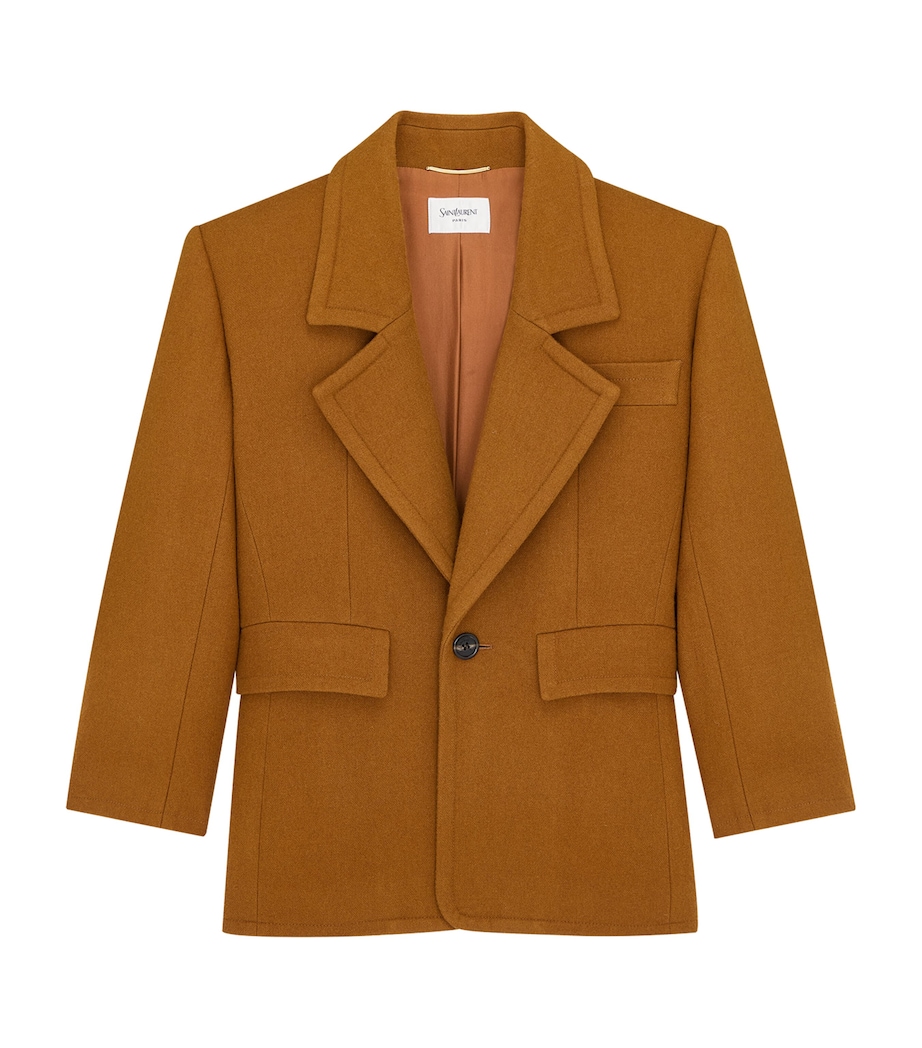 Saint Laurent Womens Wool Single-Breasted Blazer Image 1