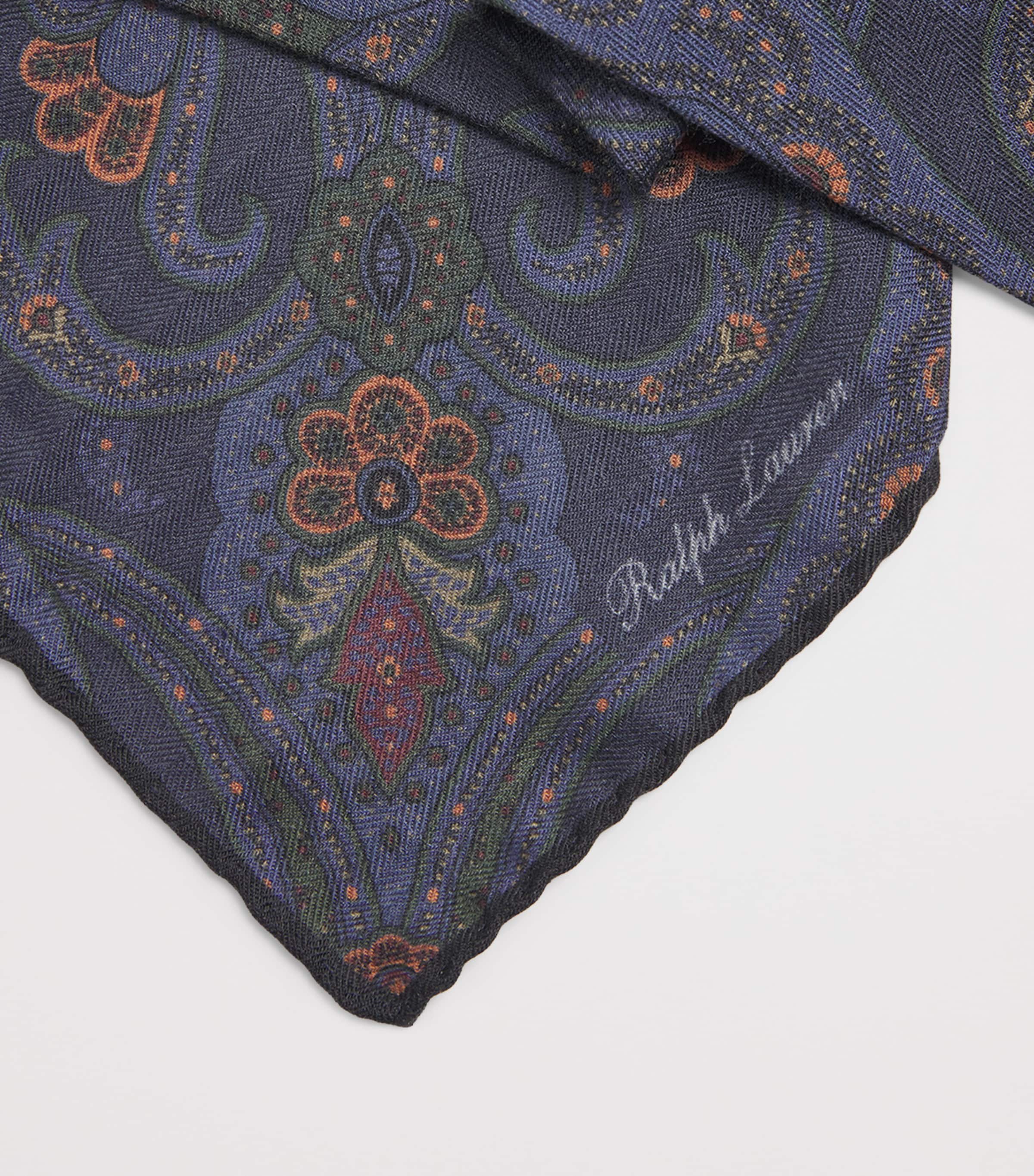 Cashmere-Silk Paisley Neckerchief NAVY MU Image 4