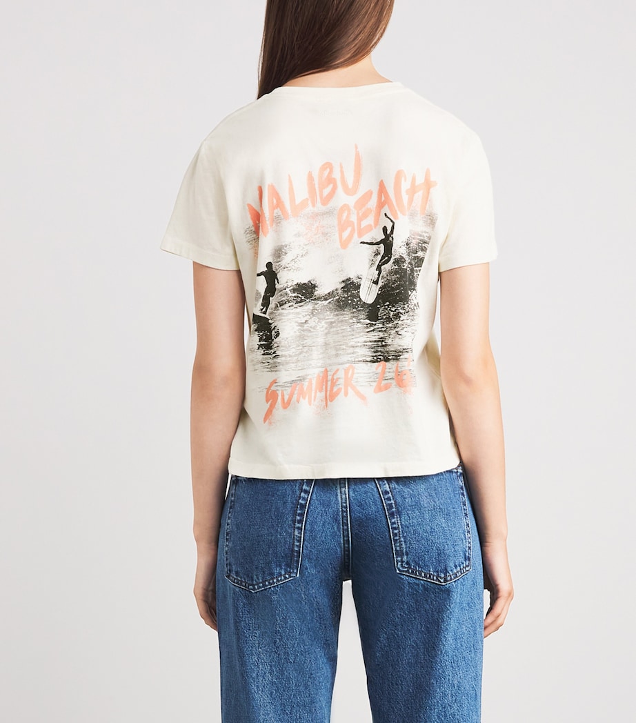 ANINE BING Womens Cotton Logo Shelley T-Shirt Ecru Image 5