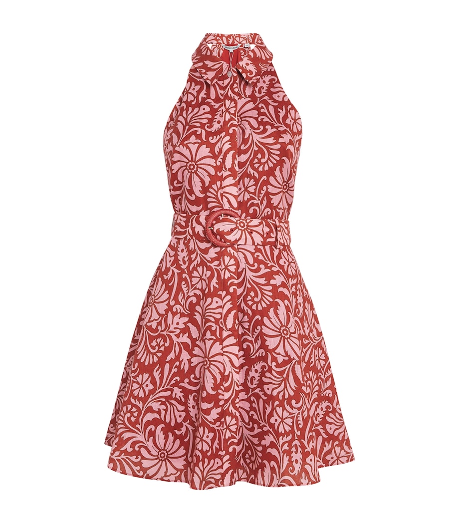 Veronica Beard Womens Linen Beau Mini Dress Persimmon/rose Image 1