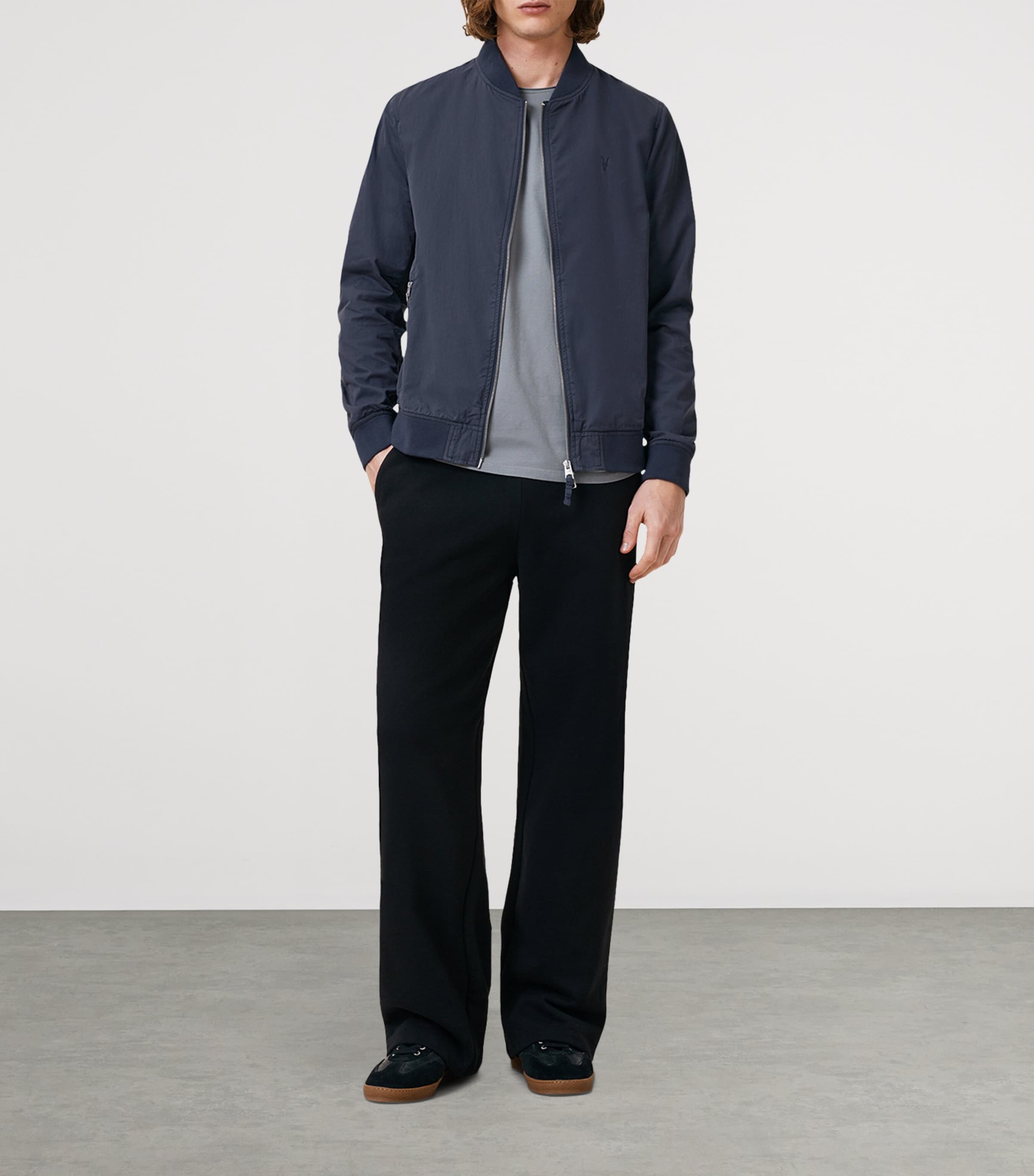 AllSaints Mens Bassett Bomber Jacket Command Blue Image 2